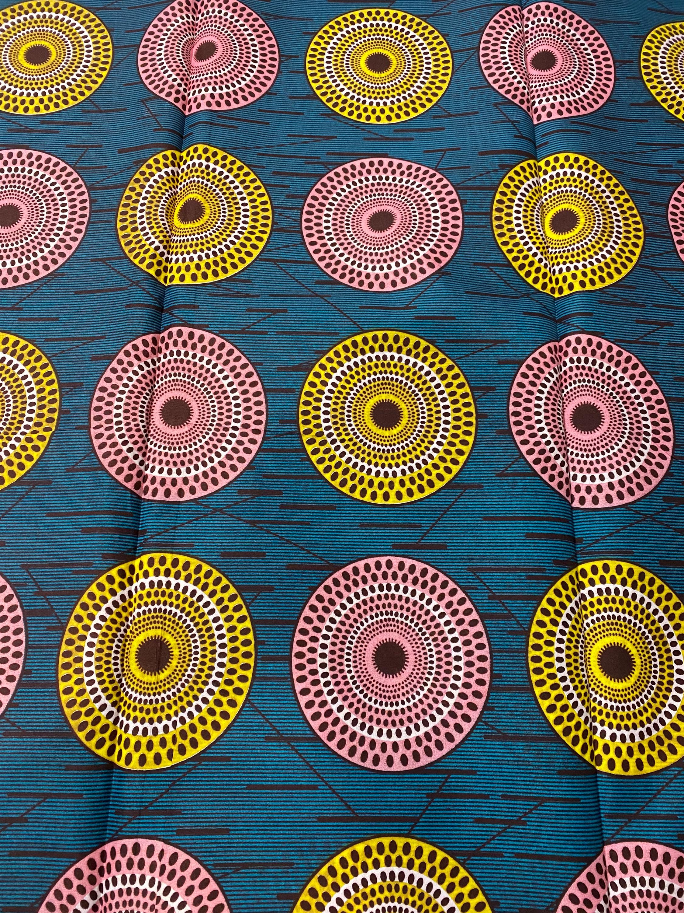 Colorful Ankara Fabric: African Print Polycotton, 6 Yards