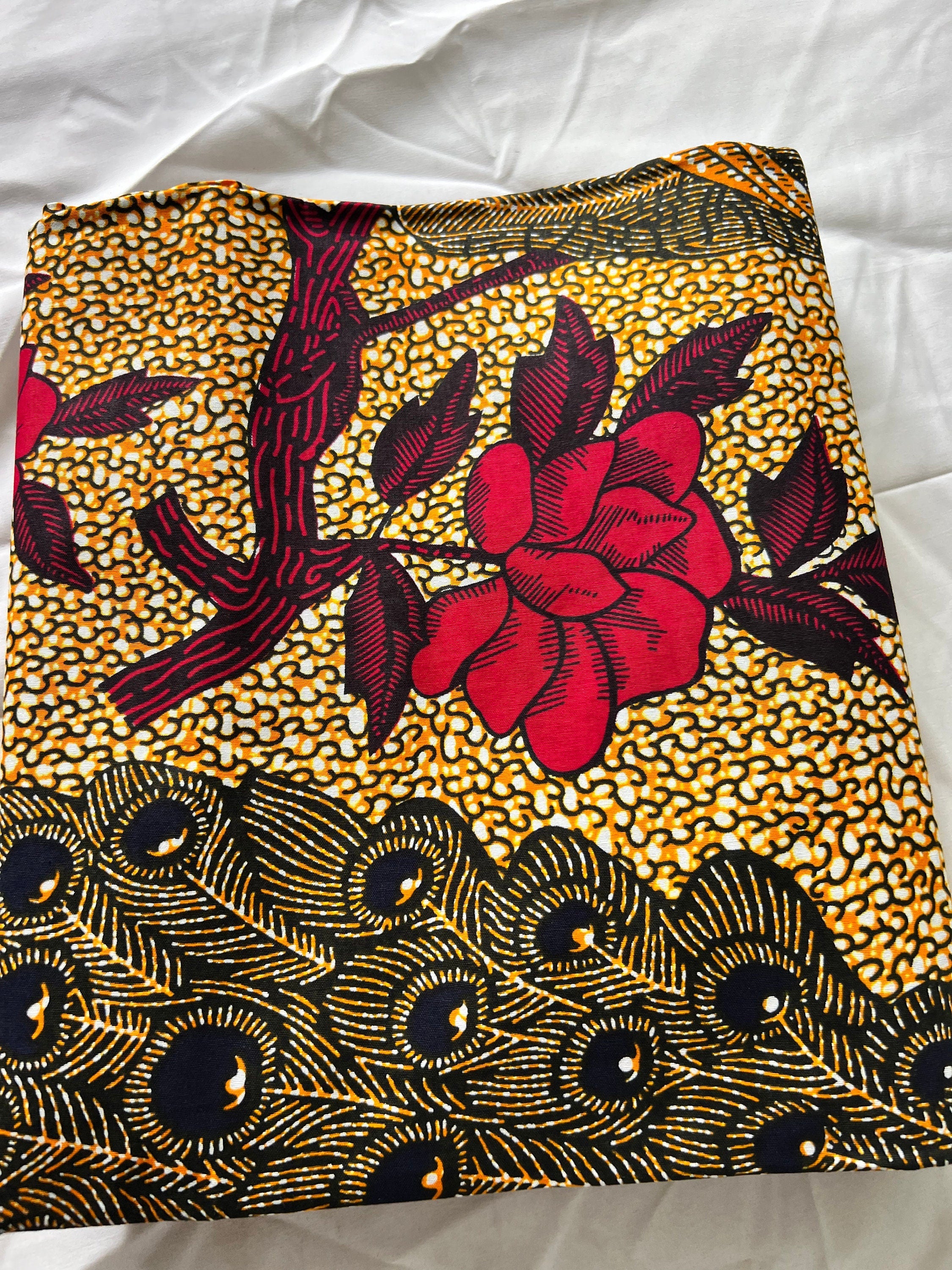 6 Yards 100% Cotton Ankara Wax Print Fabric African Print for Dressmaking, Quilting & Home Décor