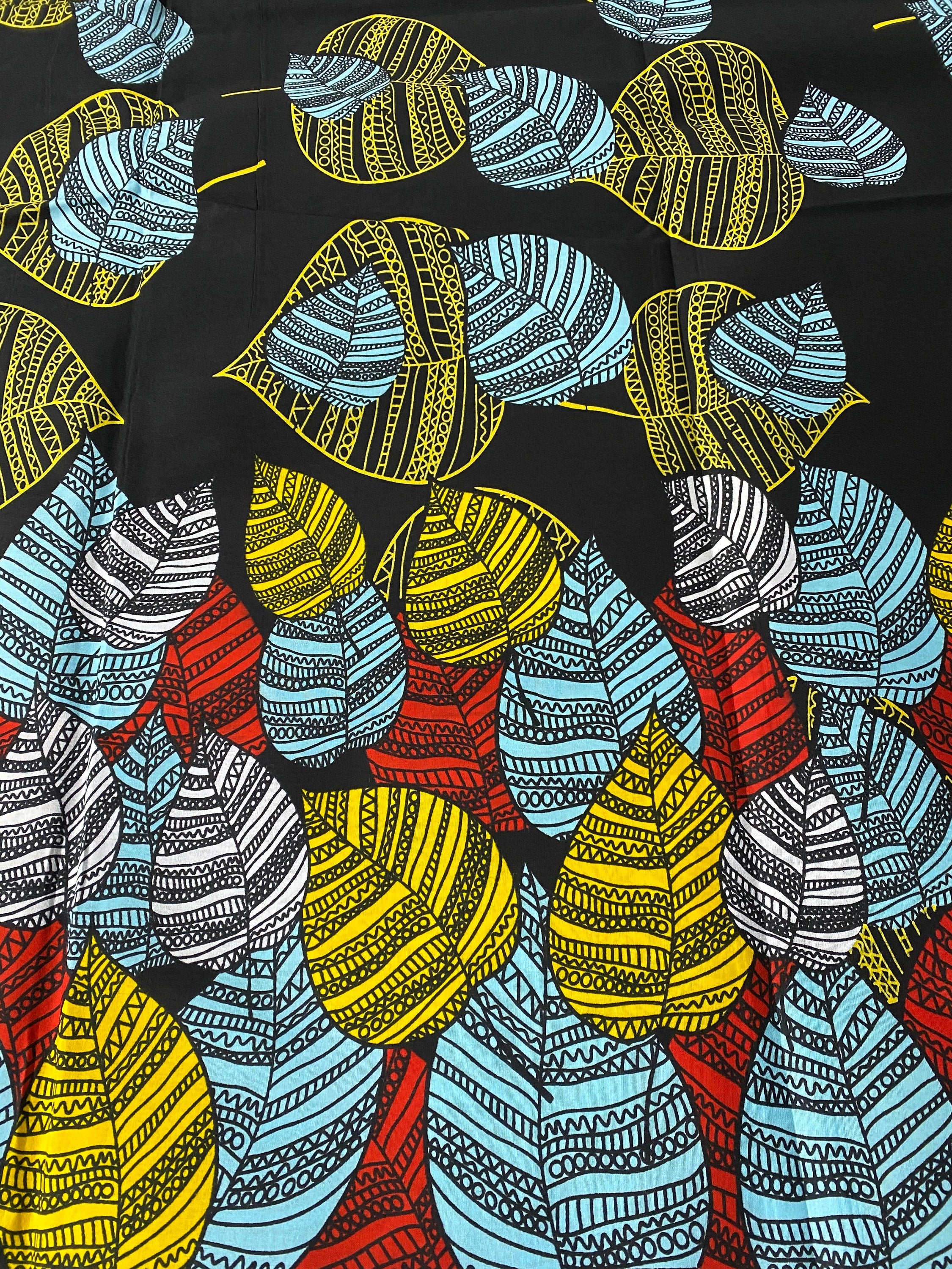 African Wax Print Fabric: Floral Ankara Cotton, 6 Yards