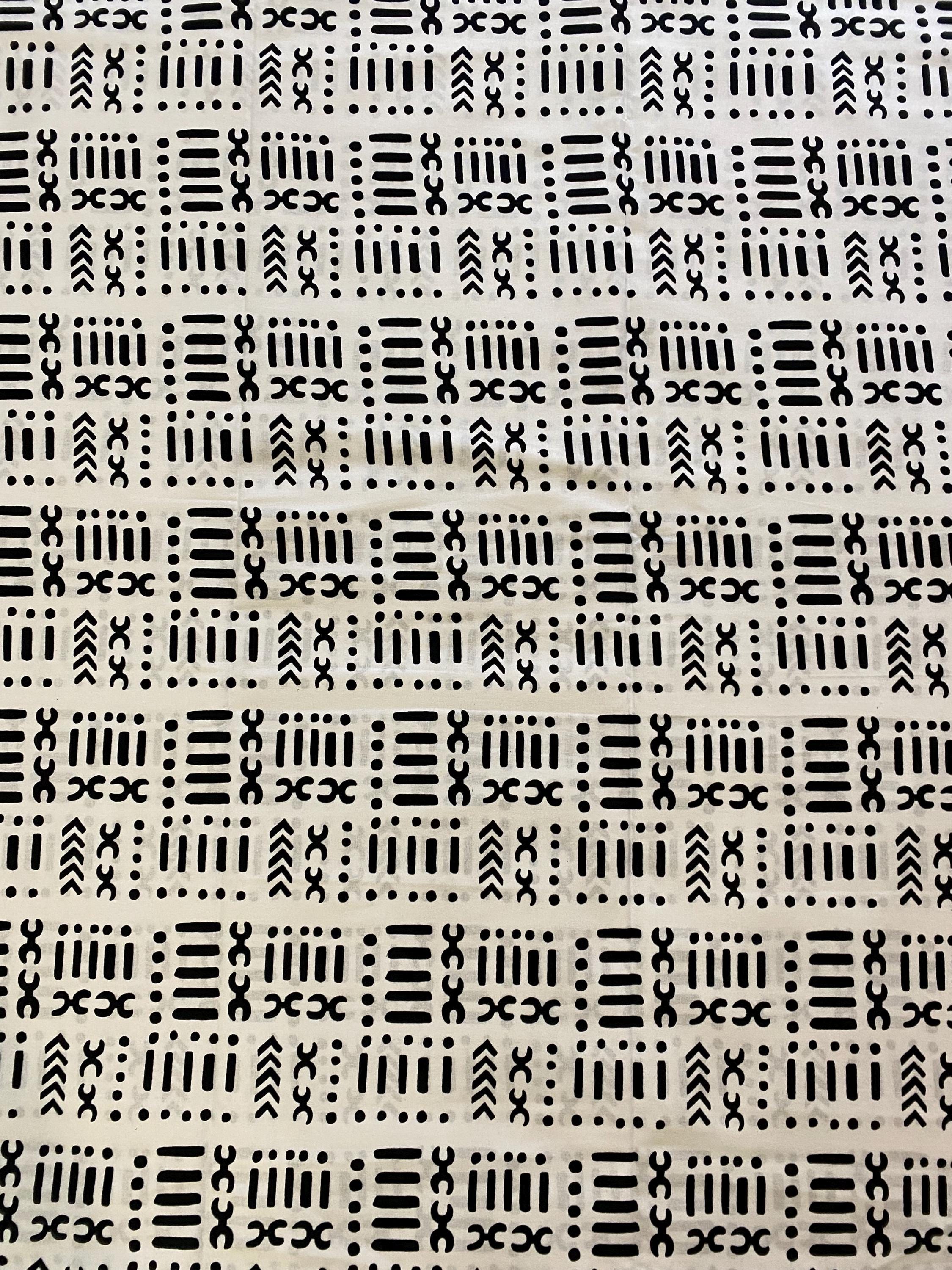 Monochrome African Wax Print Fabric, 100% Cotton 6 Yards