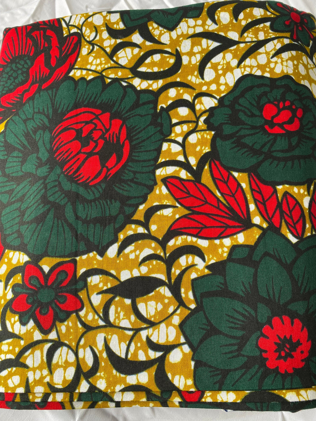 Floral Wax Print Fabric: Green & Brown Cotton, African Decor By The Yard