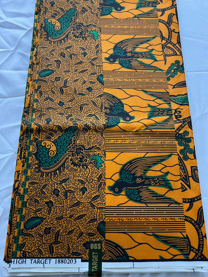 Polycotton African Fabric 6 Yards Soft Ankara Wax Print Material