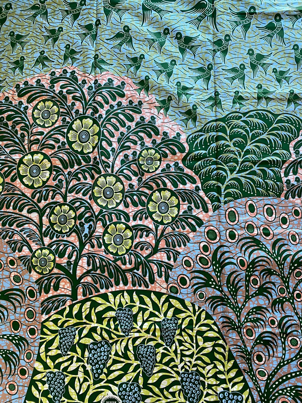 Floral African Wax Print Fabric, 6 Yards, 100% Cotton Ankara