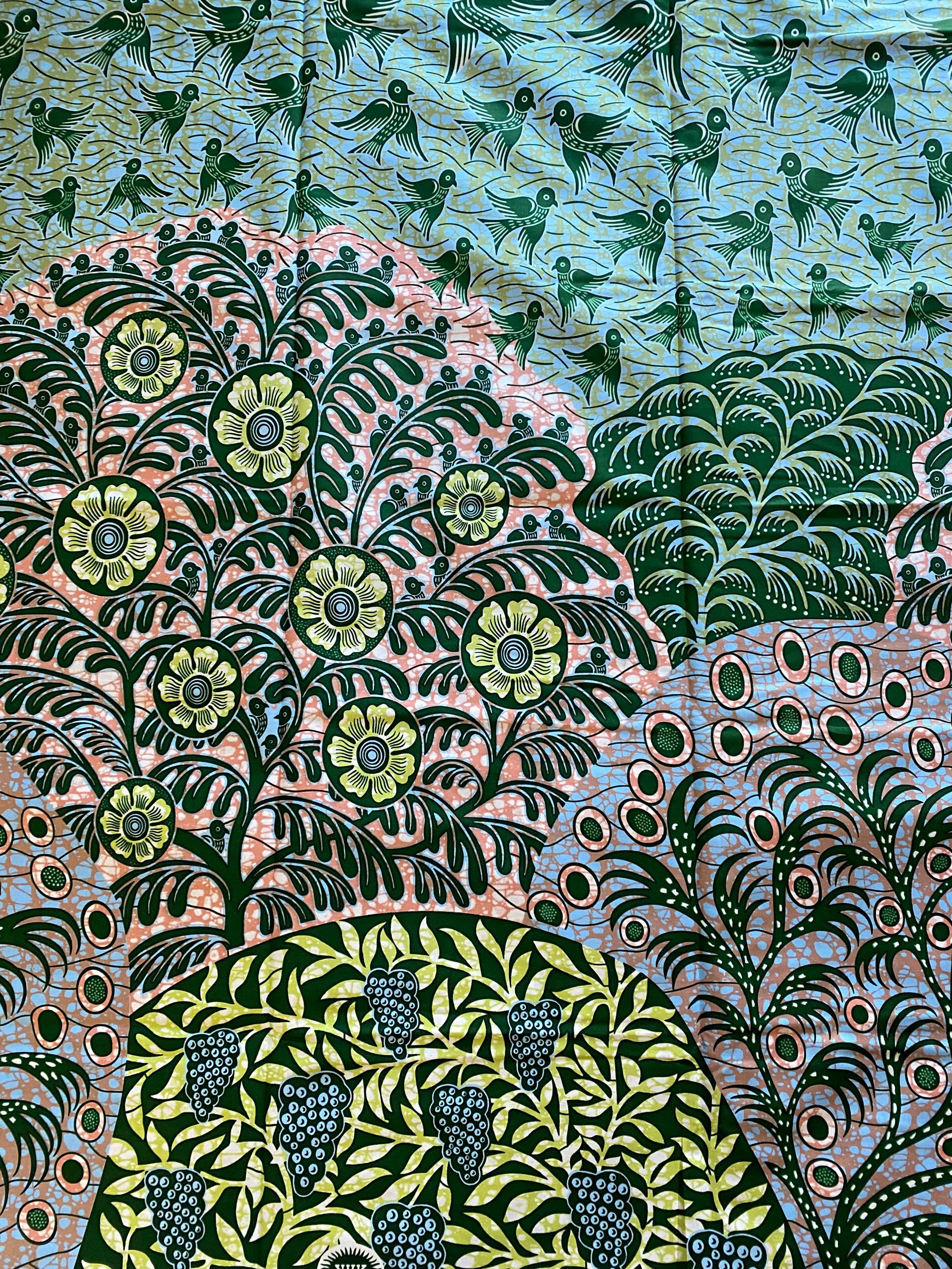 Floral African Wax Print Fabric, 6 Yards, 100% Cotton Ankara