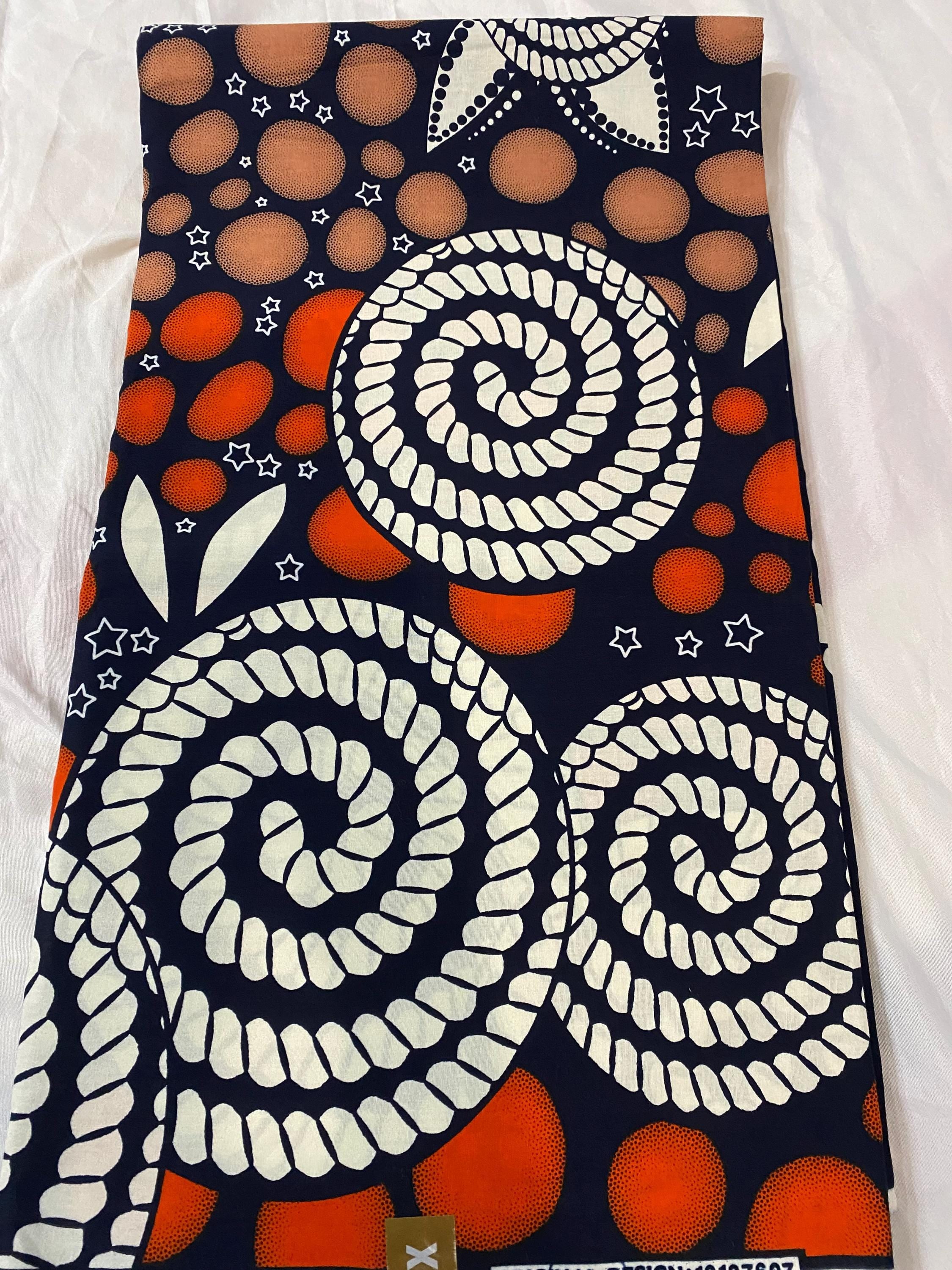 Floral African Wax Print Fabric: Multicolored Cotton Textile, 6 Yard