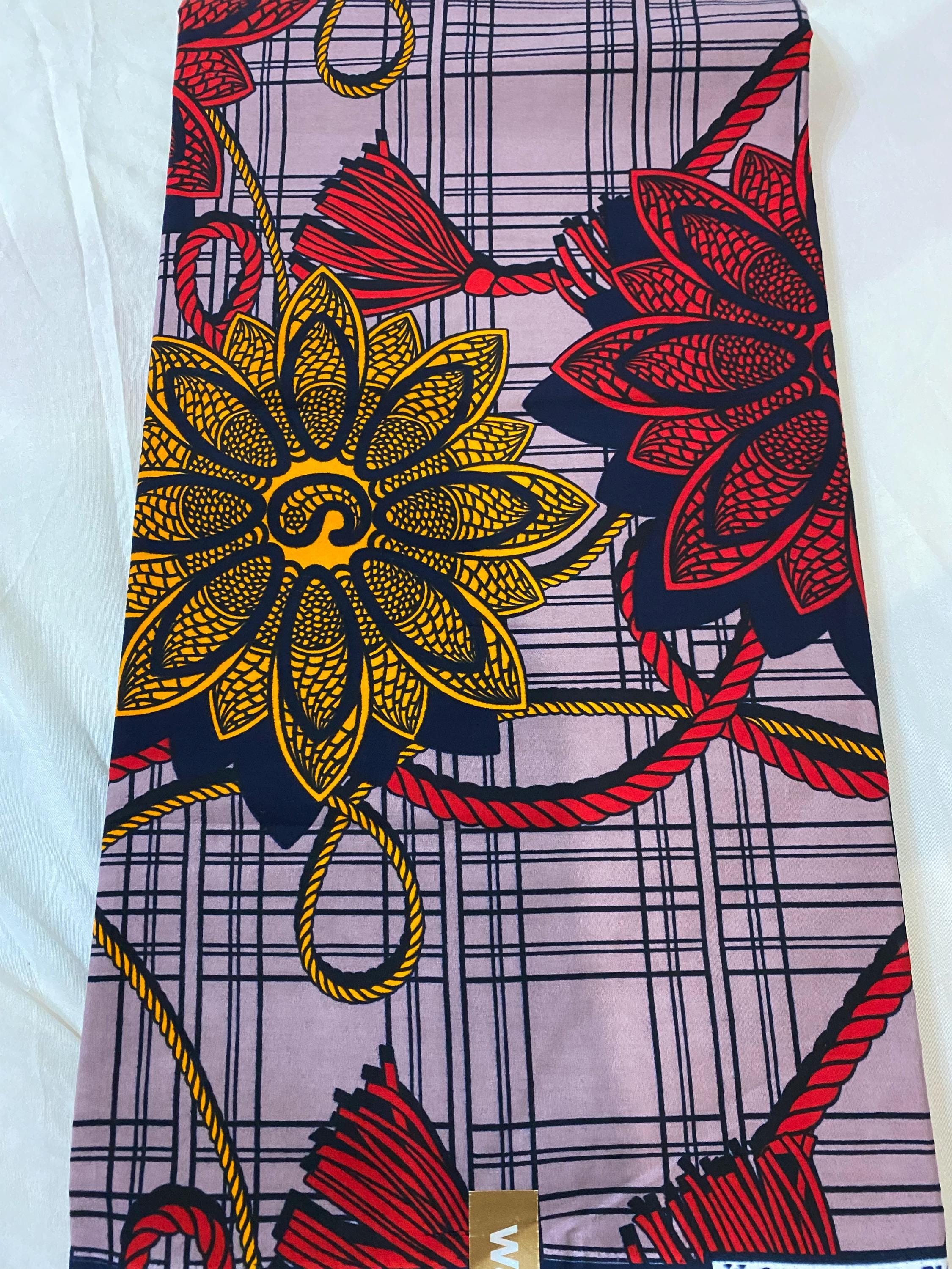 African Wax Print Fabric: Floral Ankara Cotton, 6 Yards