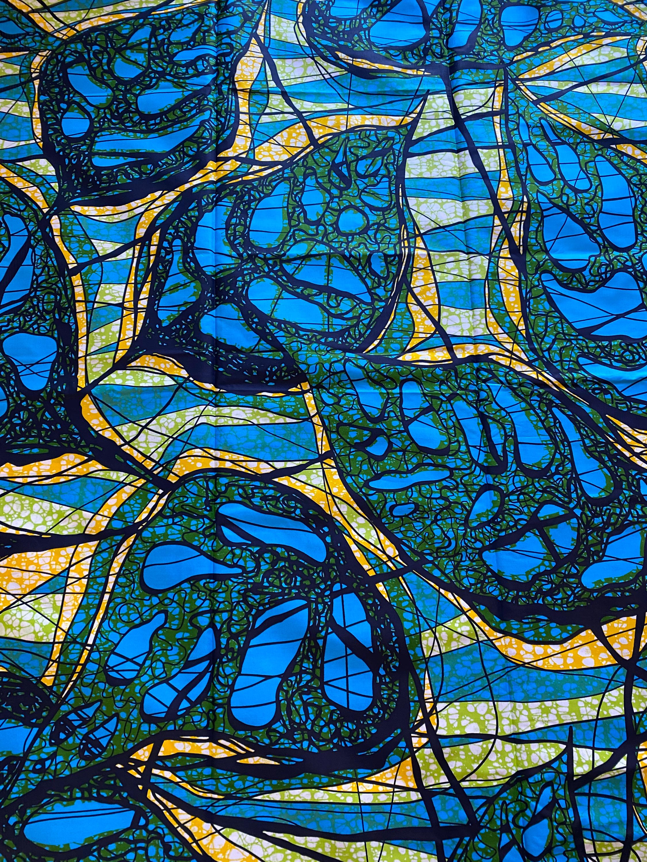 African Ankara Wax Print Fabric, 100% Cotton, 6 Yards