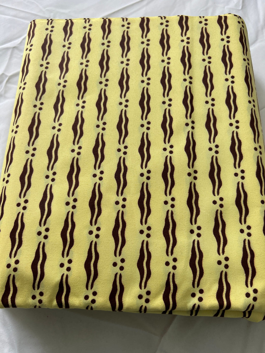 African Wax Print Fabric: Yellow Leaf Design, 6 Yards