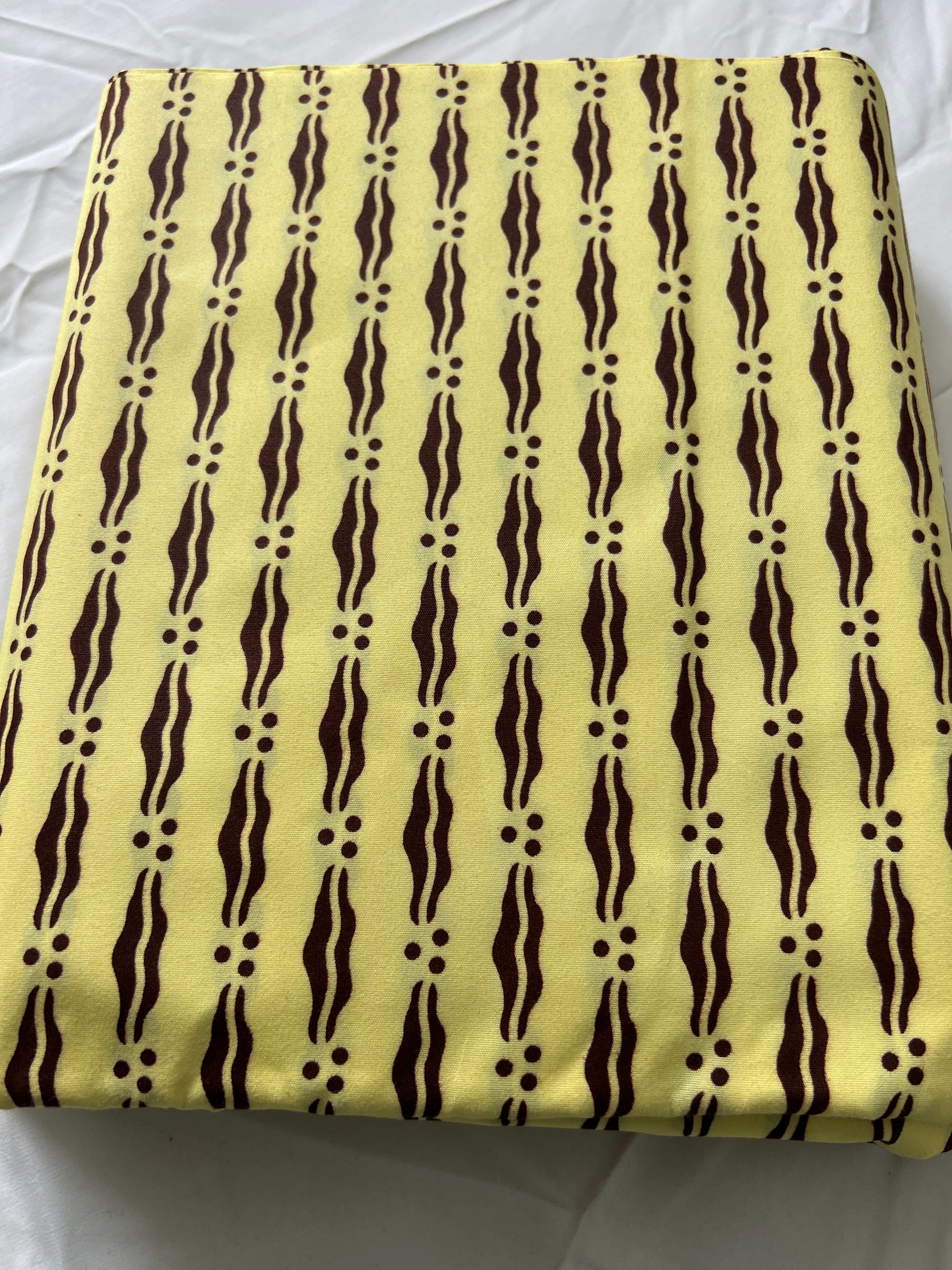 African Wax Print Fabric: Yellow Leaf Design, 6 Yards