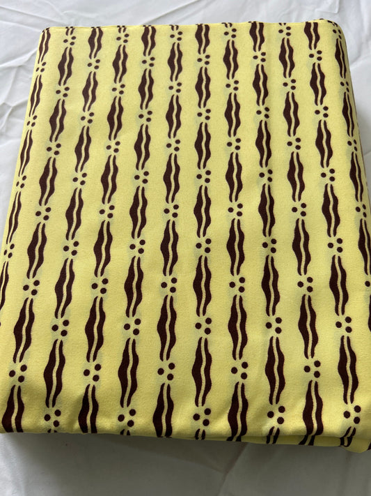 African Wax Print Fabric: Yellow Leaf Design, 6 Yards