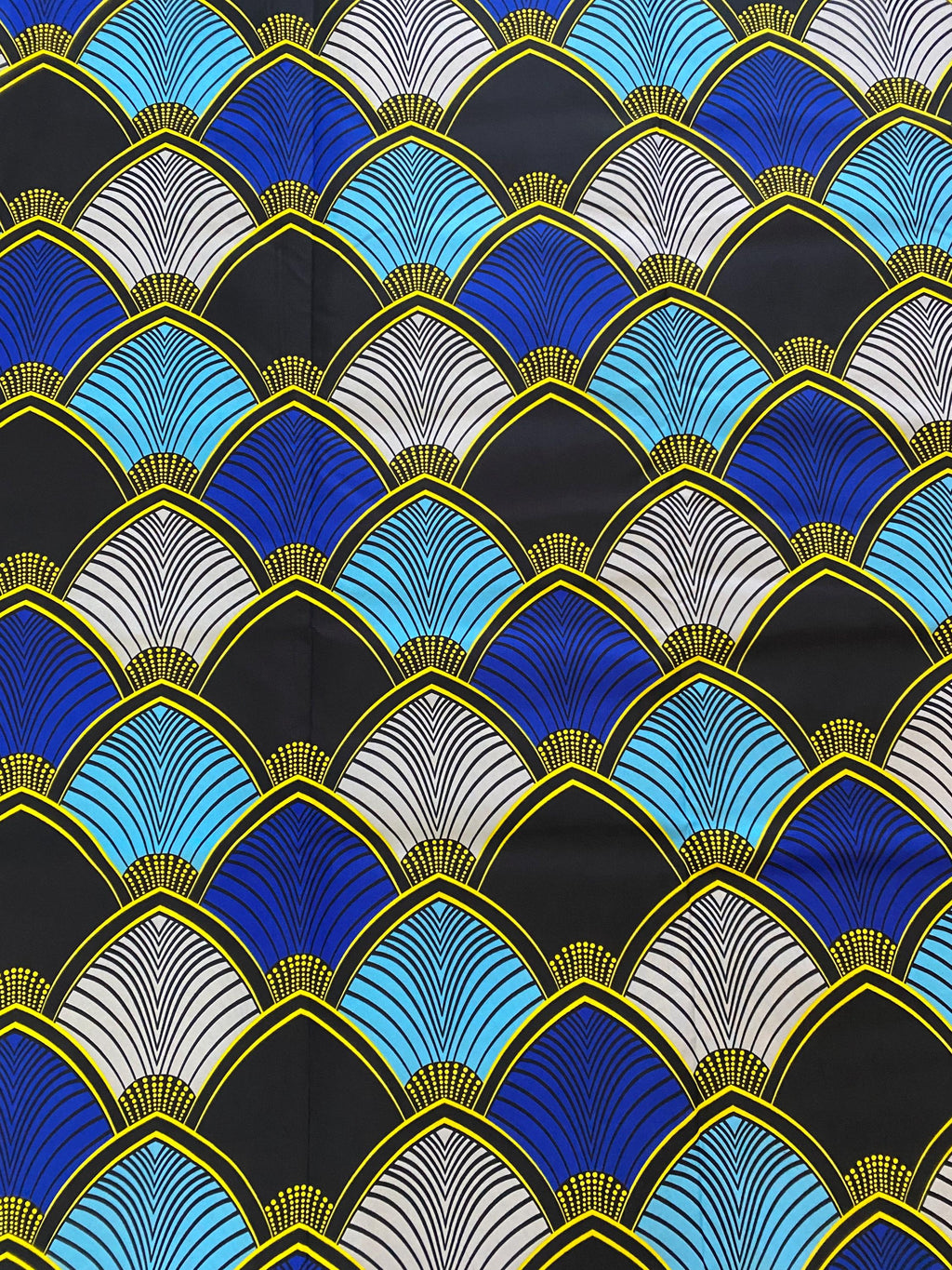 Ankara Fabric, Blue Fan Print, Polycotton, 6 Yards