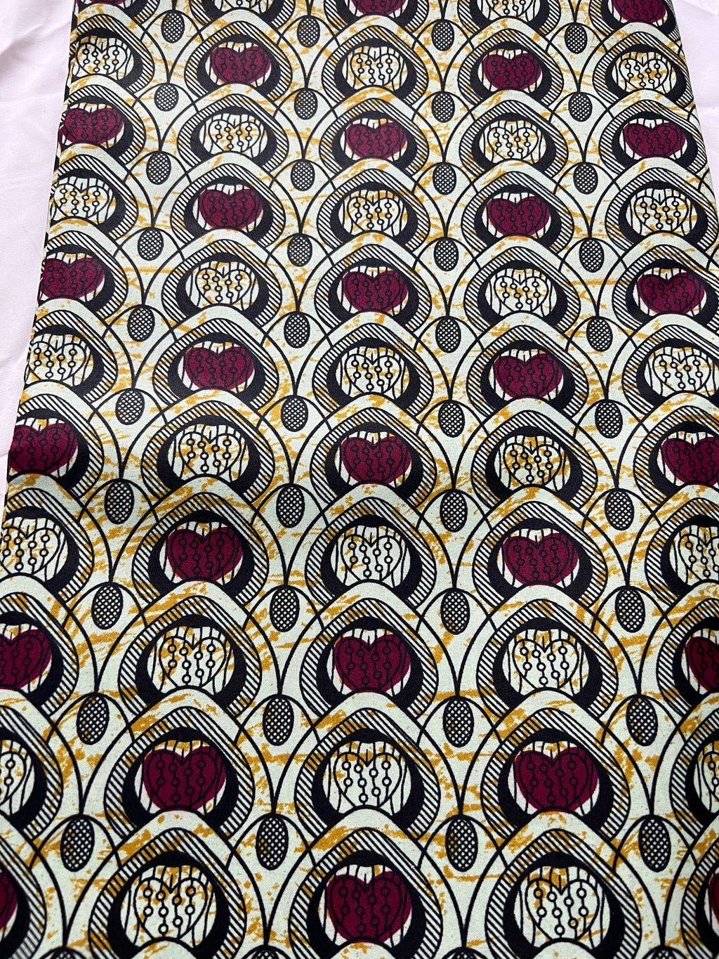 African Wax Print Fabric: Polycotton Leaf Design, 6 Yards