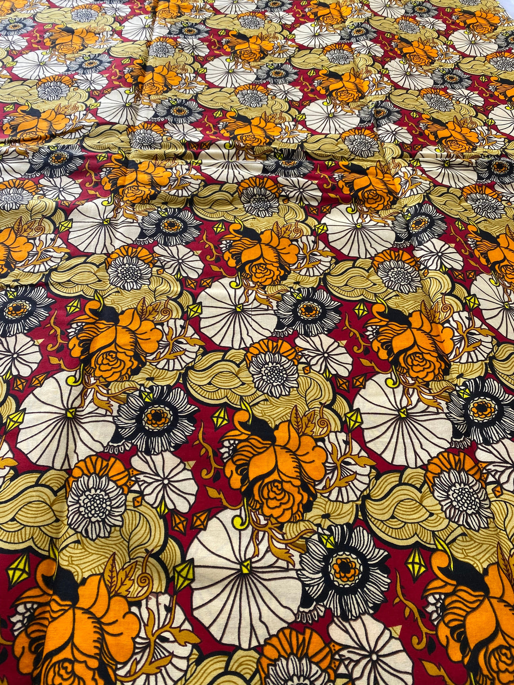 Bold Ankara African Print Fabric: 6 Yards 100% Cotton Wax Print