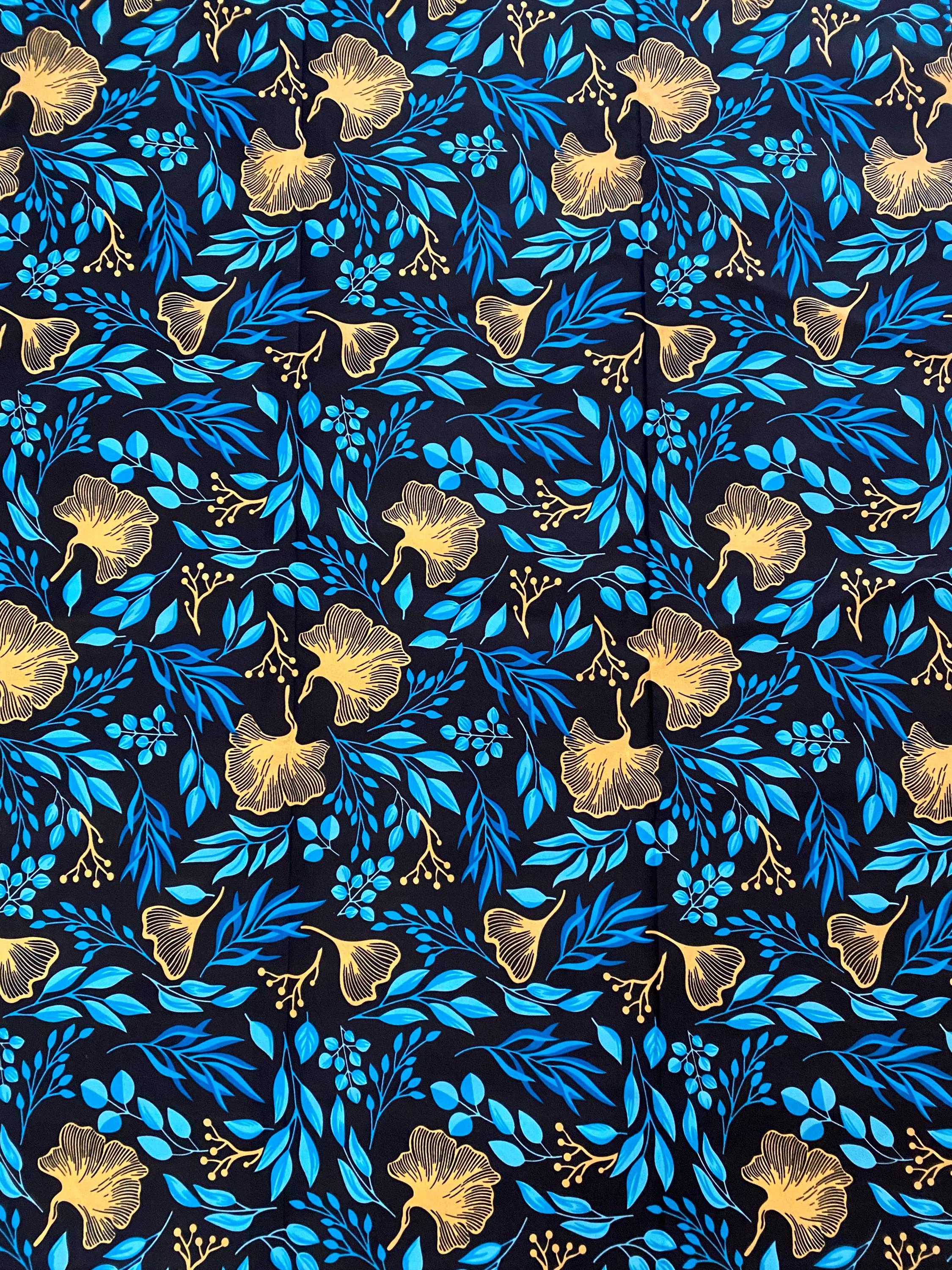 Floral Ankara Fabric, Polycotton African Print, 6 Yards