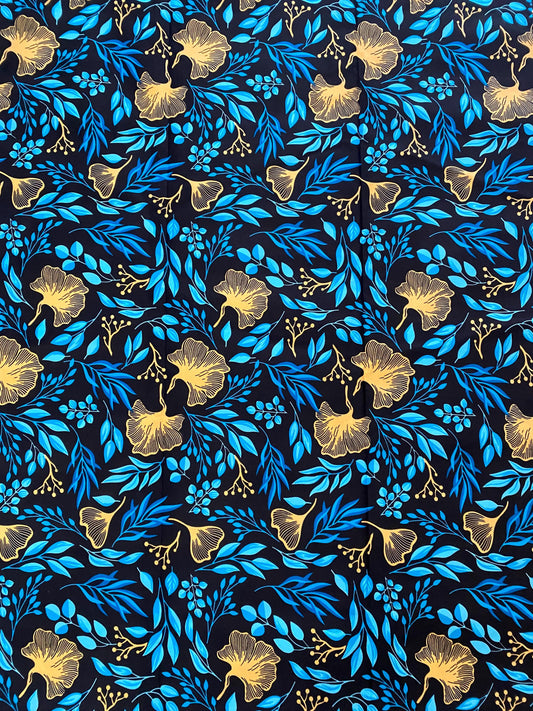 Floral Ankara Fabric, Polycotton African Print, 6 Yards