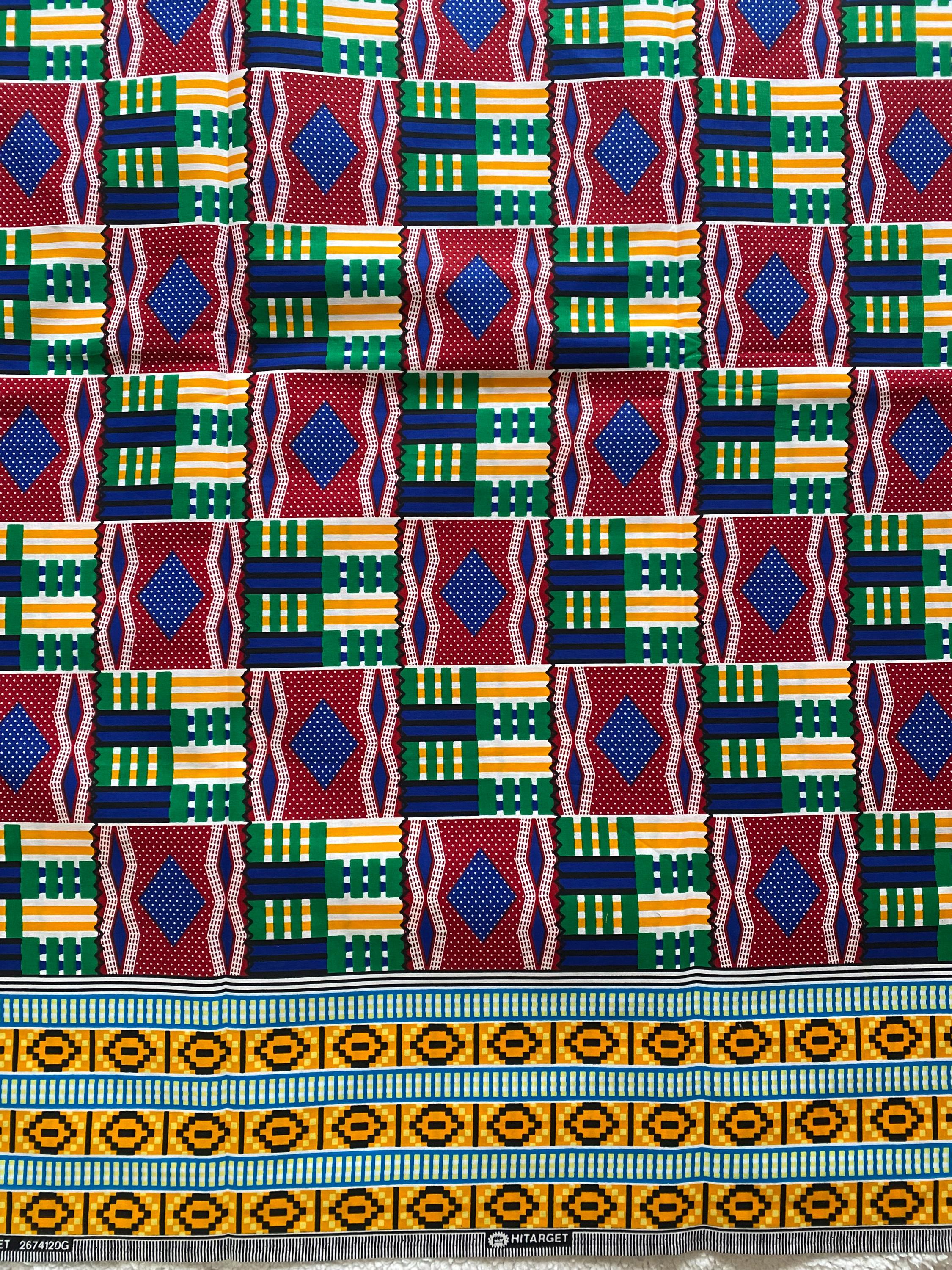 6yards Kente Genuine 100% cotton fabric  African wax