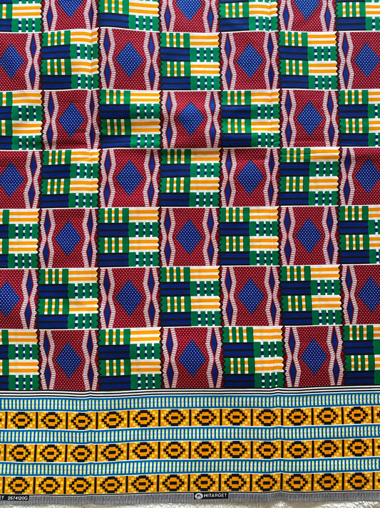 6yards Kente Genuine 100% cotton fabric  African wax