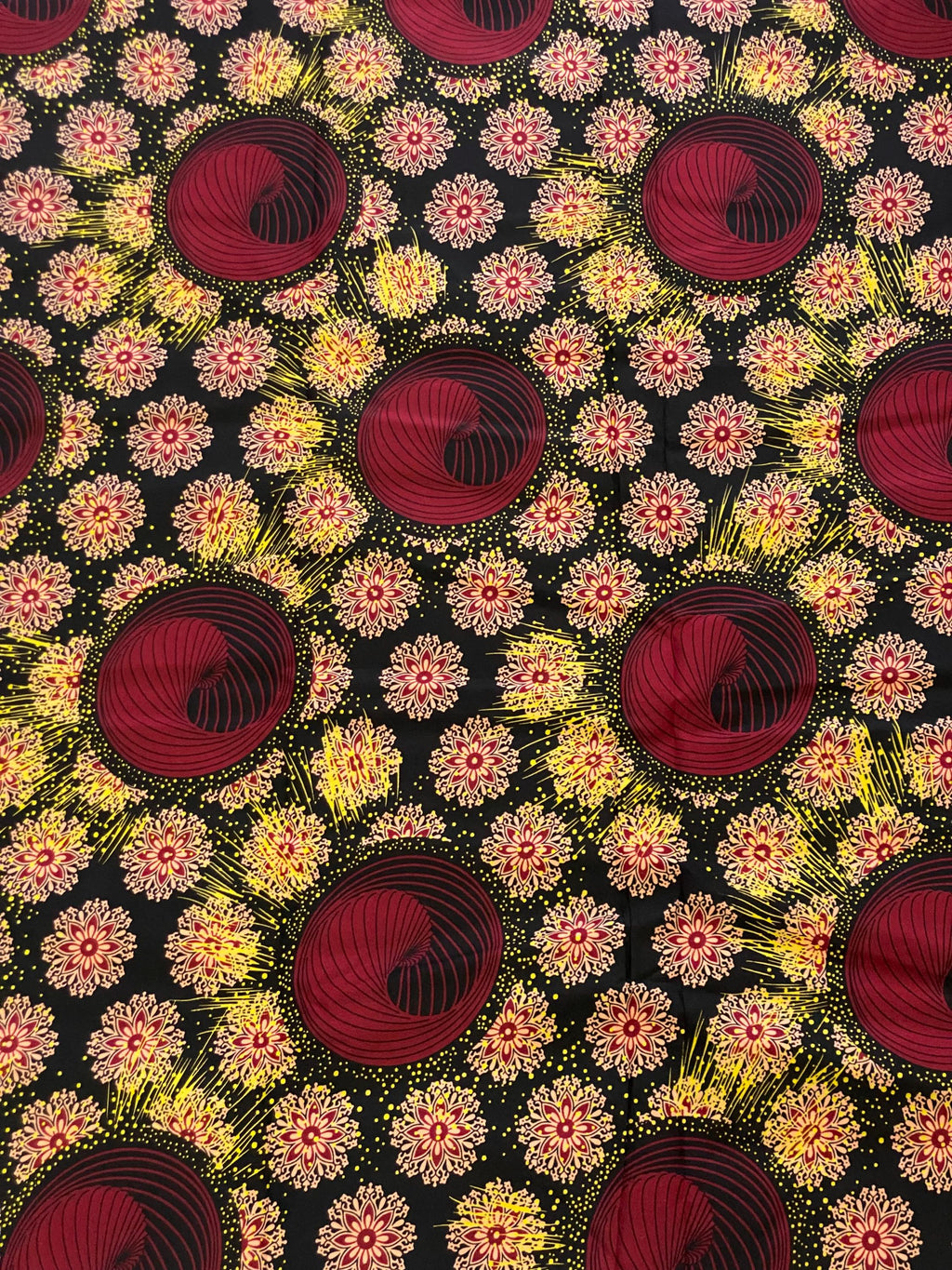 Ankara Fabric, Red Floral African Print, 6 Yards