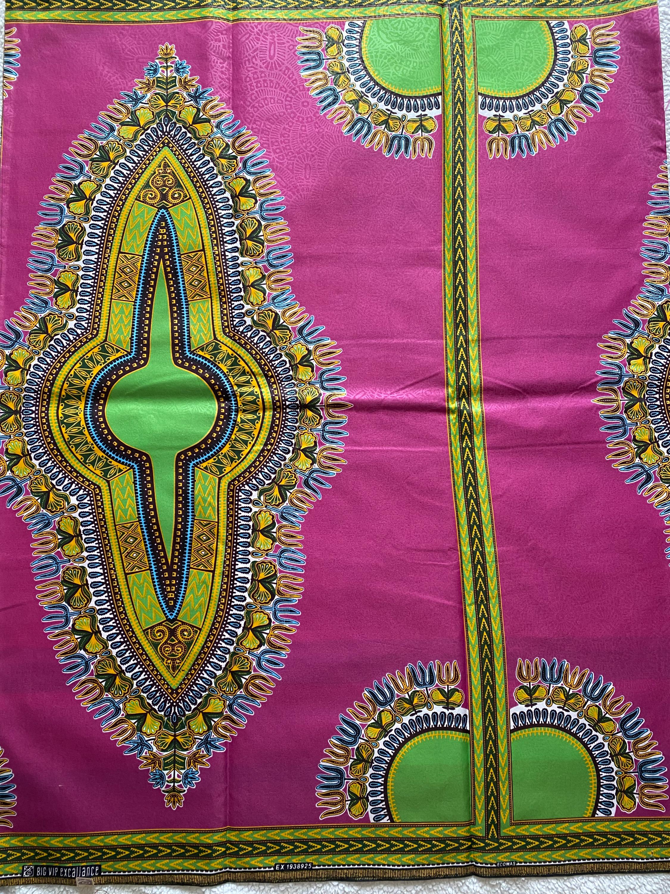 Dashiki African Wax Print: Angelina Cotton Ankara Fabric, 6 Yards