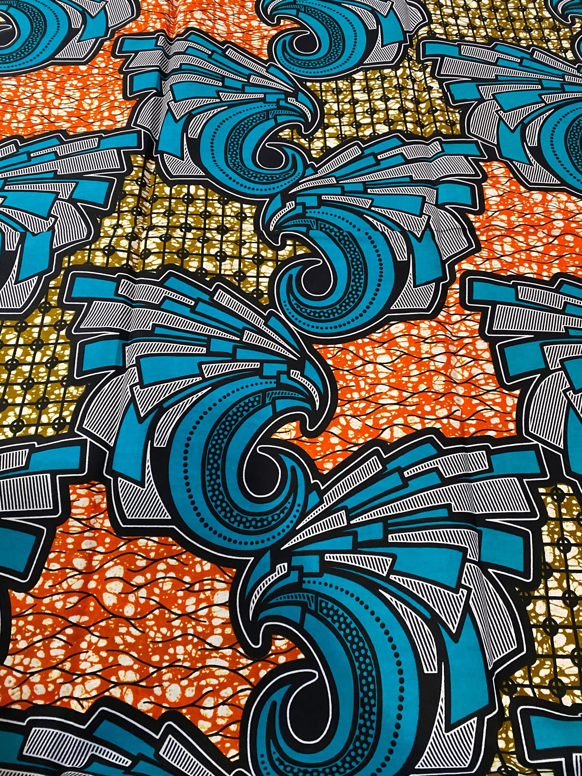 African Wax Print Fabric: Ankara Cotton Wrapper, 6 Yards