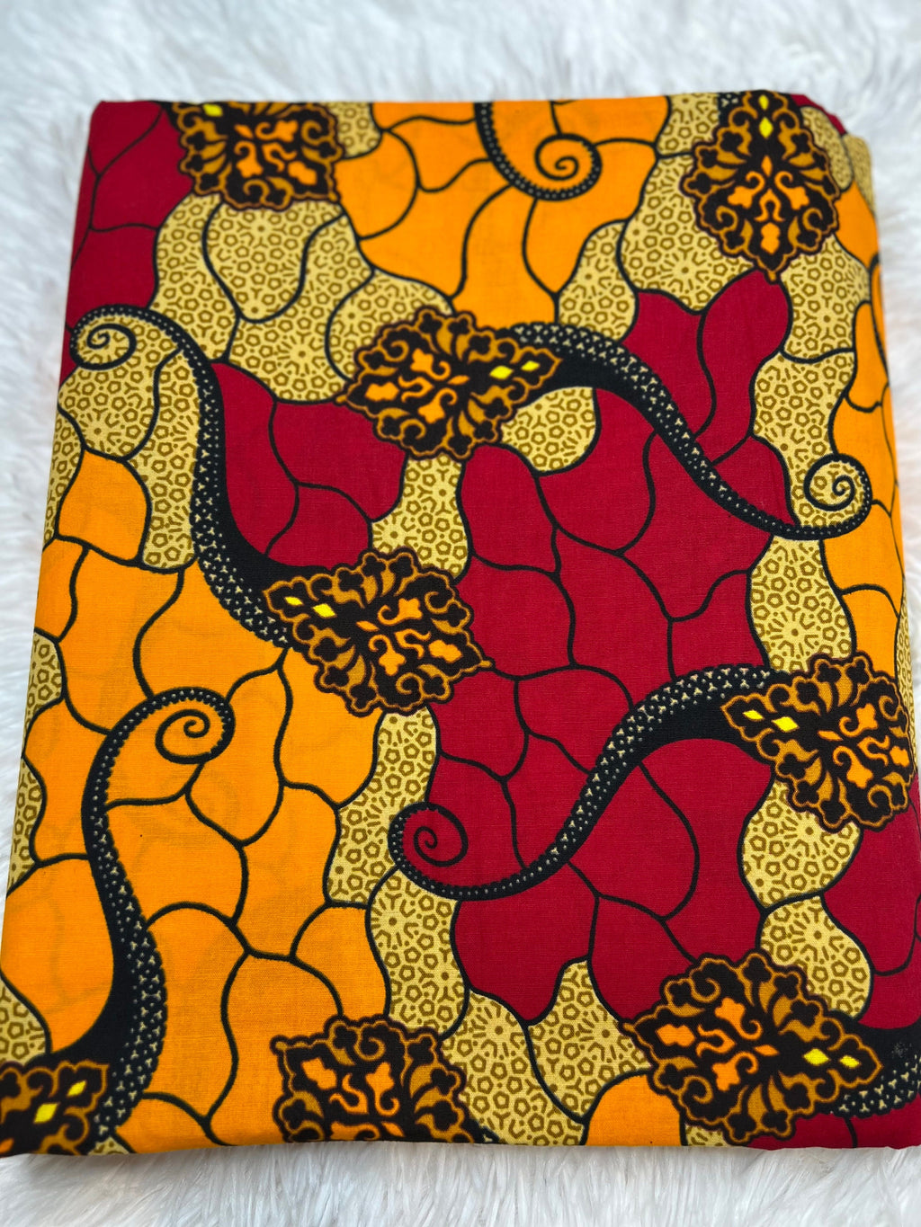 Floral African Wax Print Fabric: Multicolored Cotton Textile, 6 Yard