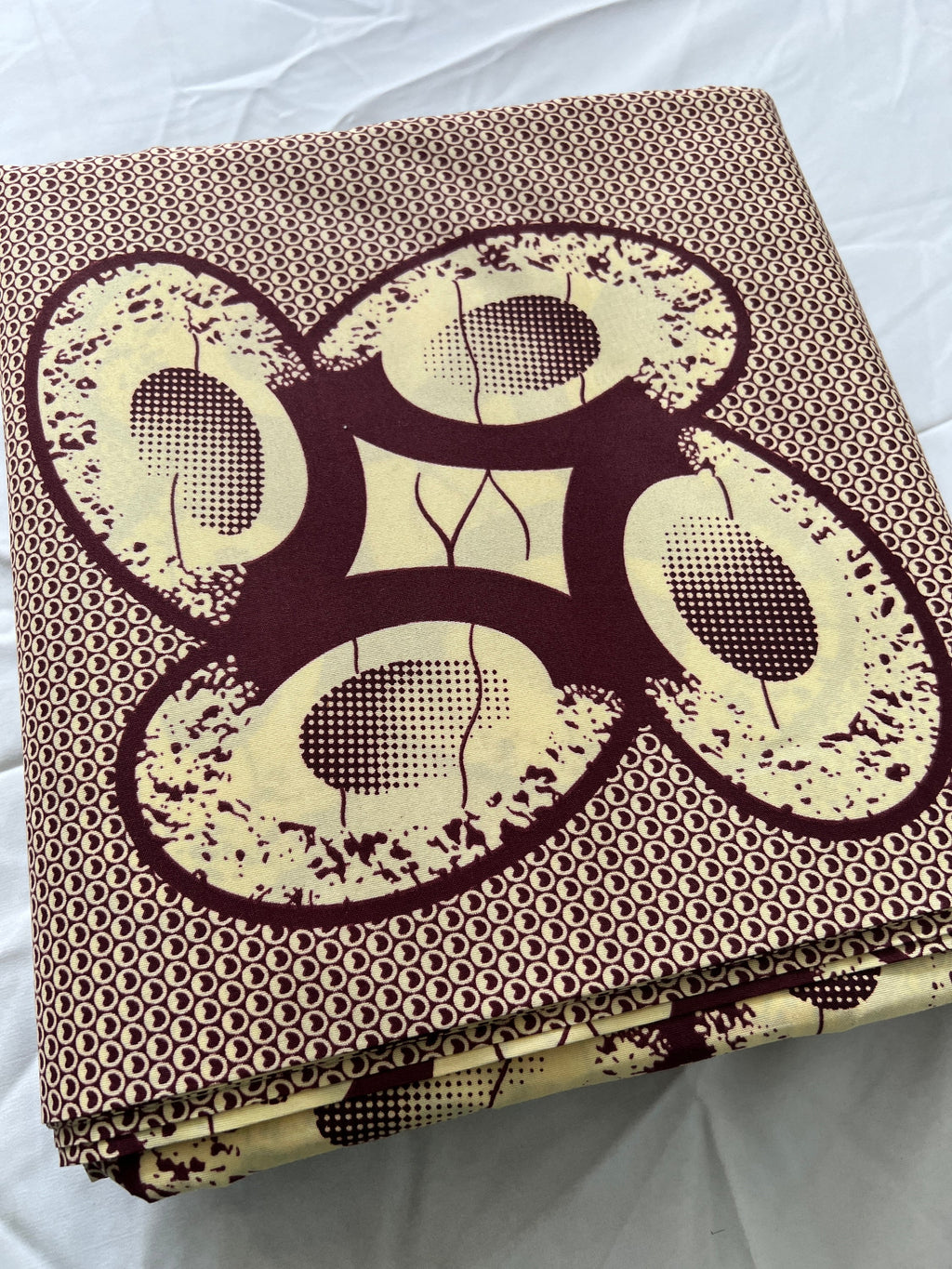 African Wax Print Fabric: Polycotton Leaf Design, 6 Yards