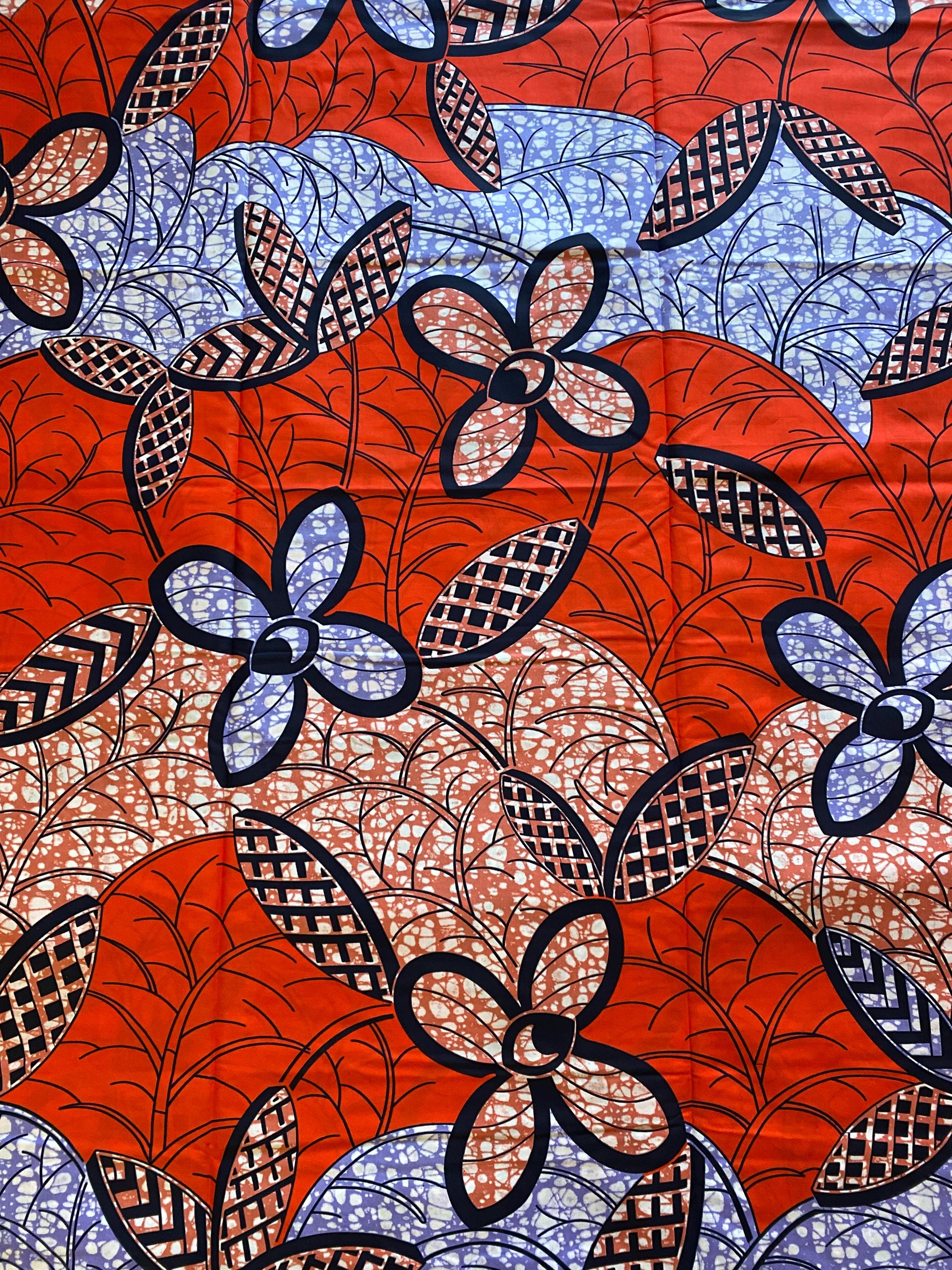 Multicoloured African Wax Print Fabric, 6 Yard Cotton Ankara Textile