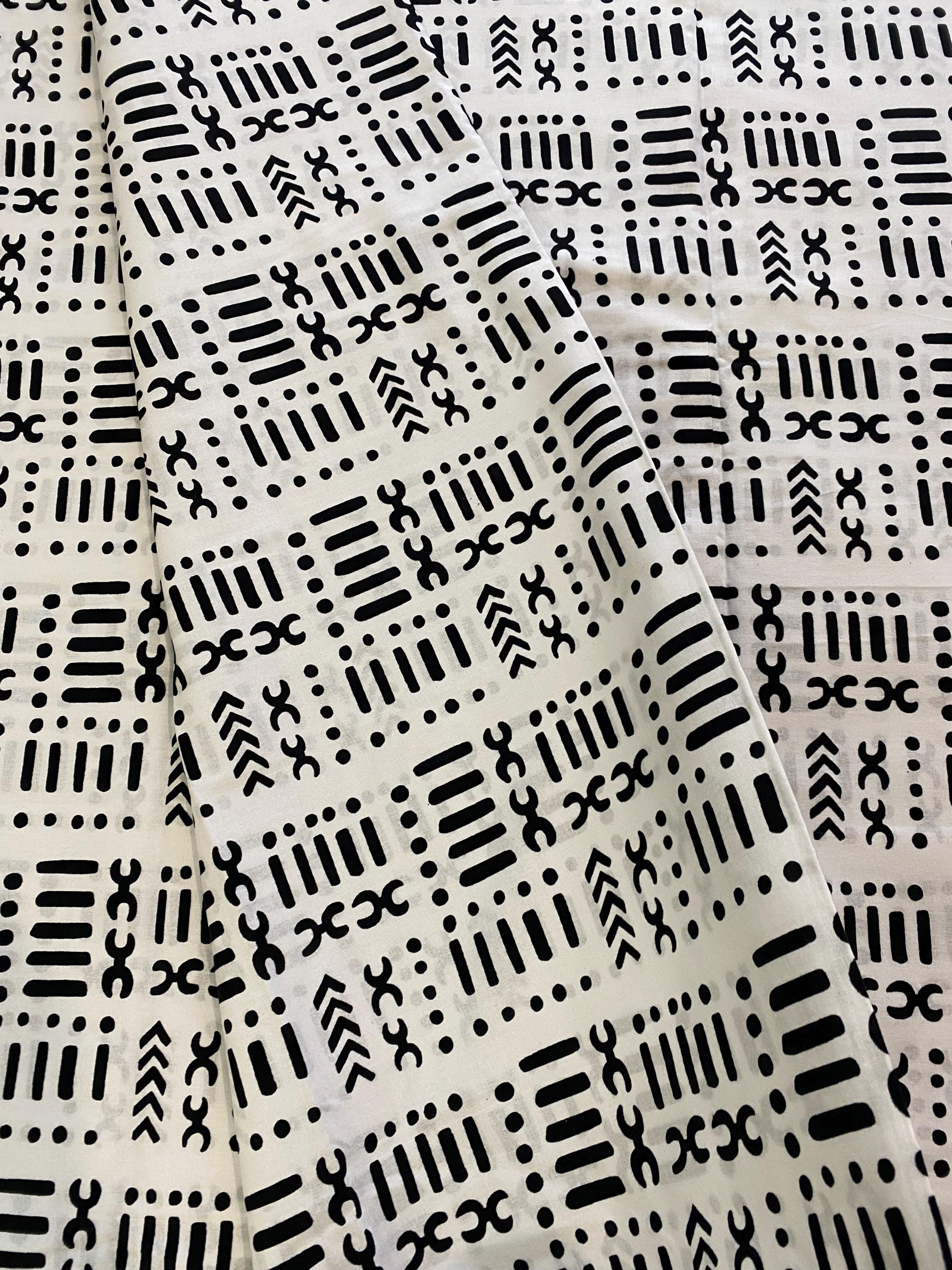 Monochrome African Wax Print Fabric, 100% Cotton 6 Yards