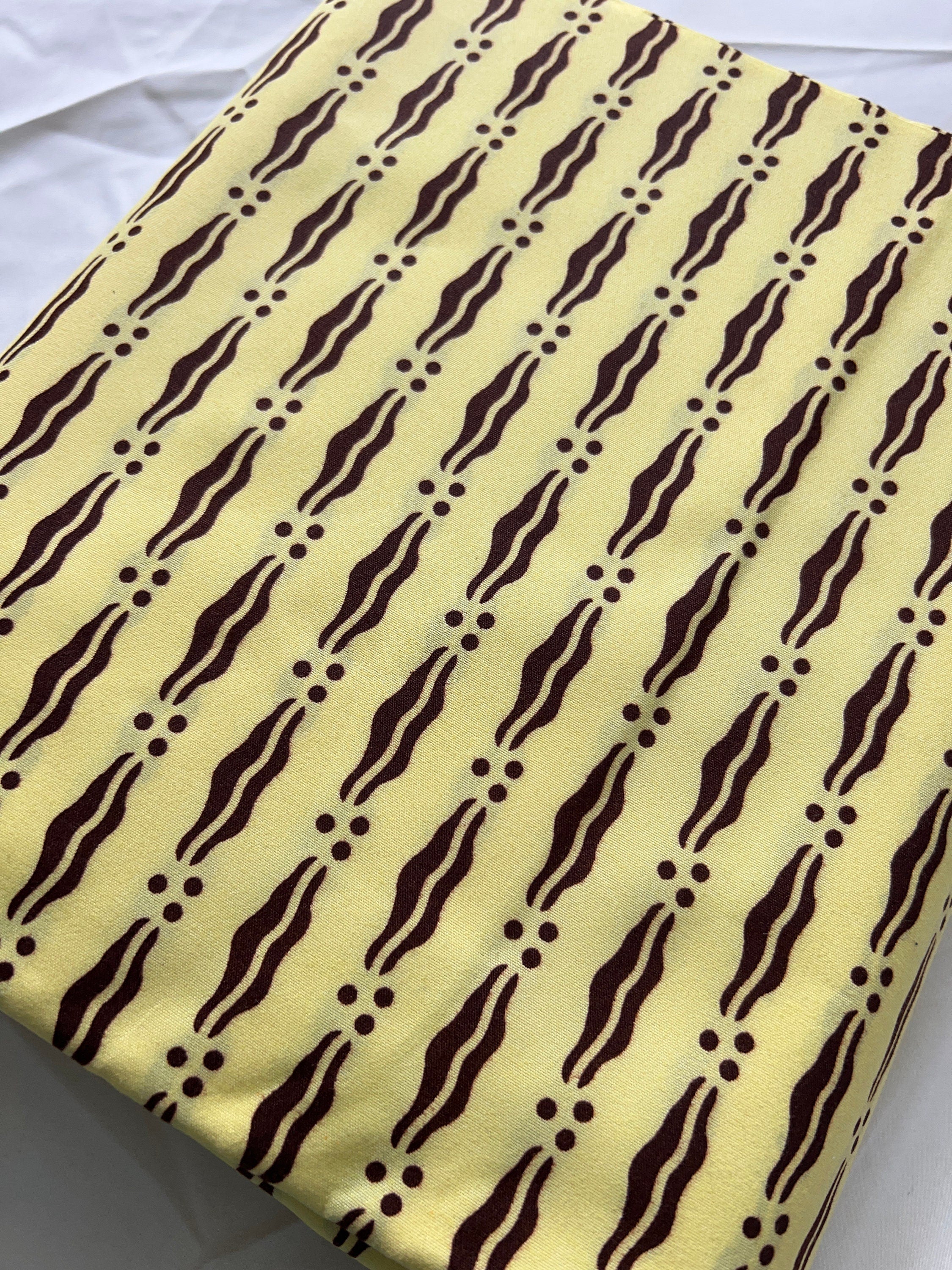 African Wax Print Fabric: Yellow Leaf Design, 6 Yards