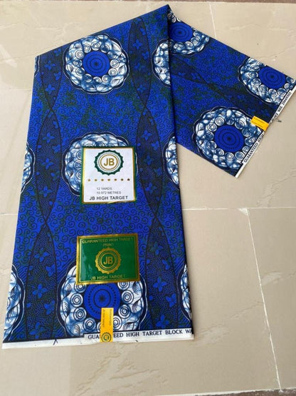 Polycotton African Fabric 6 Yards Soft Ankara Wax Print Material