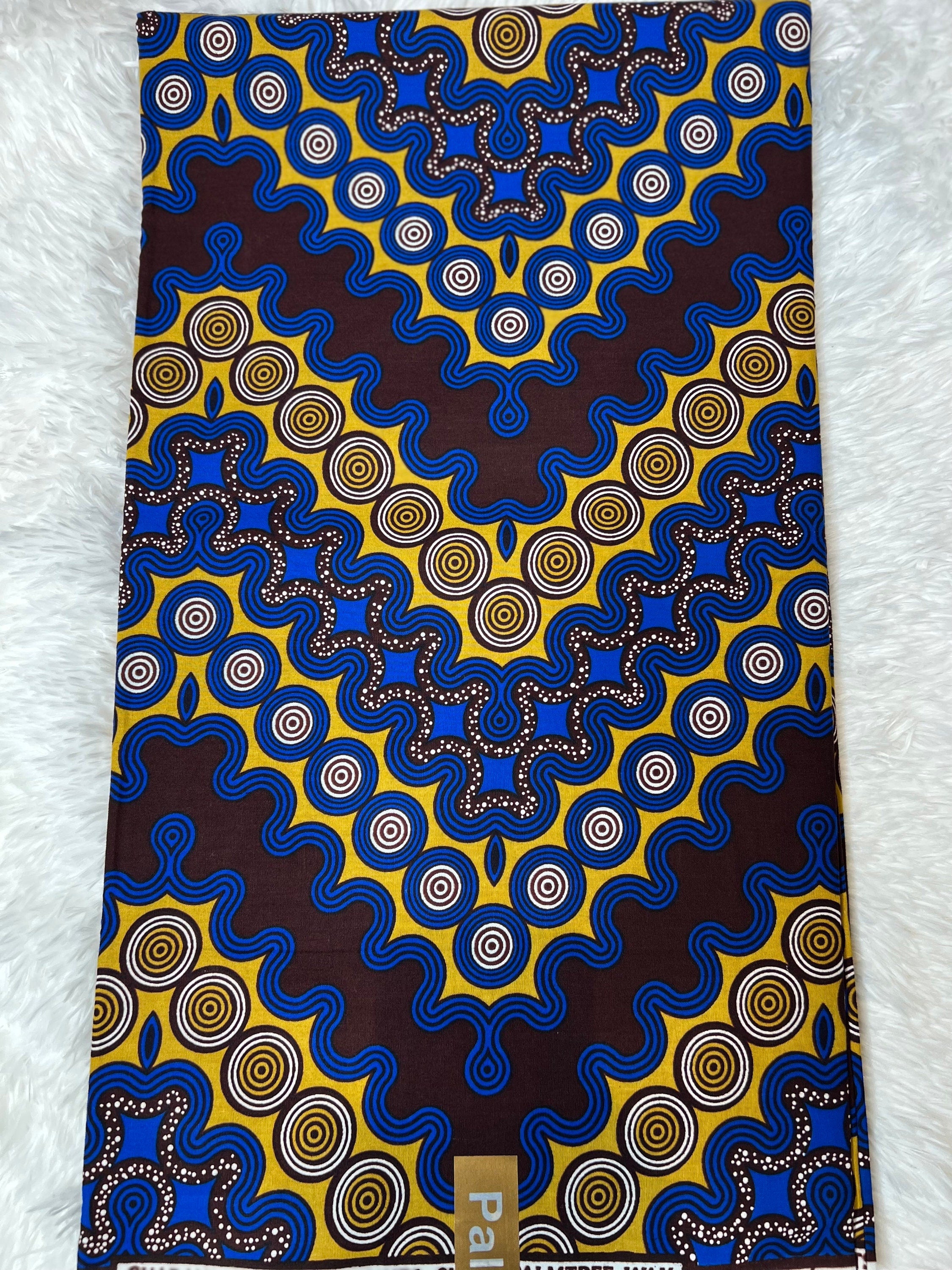 Floral African Wax Print Fabric: Multicolored Cotton Textile, 6 Yard