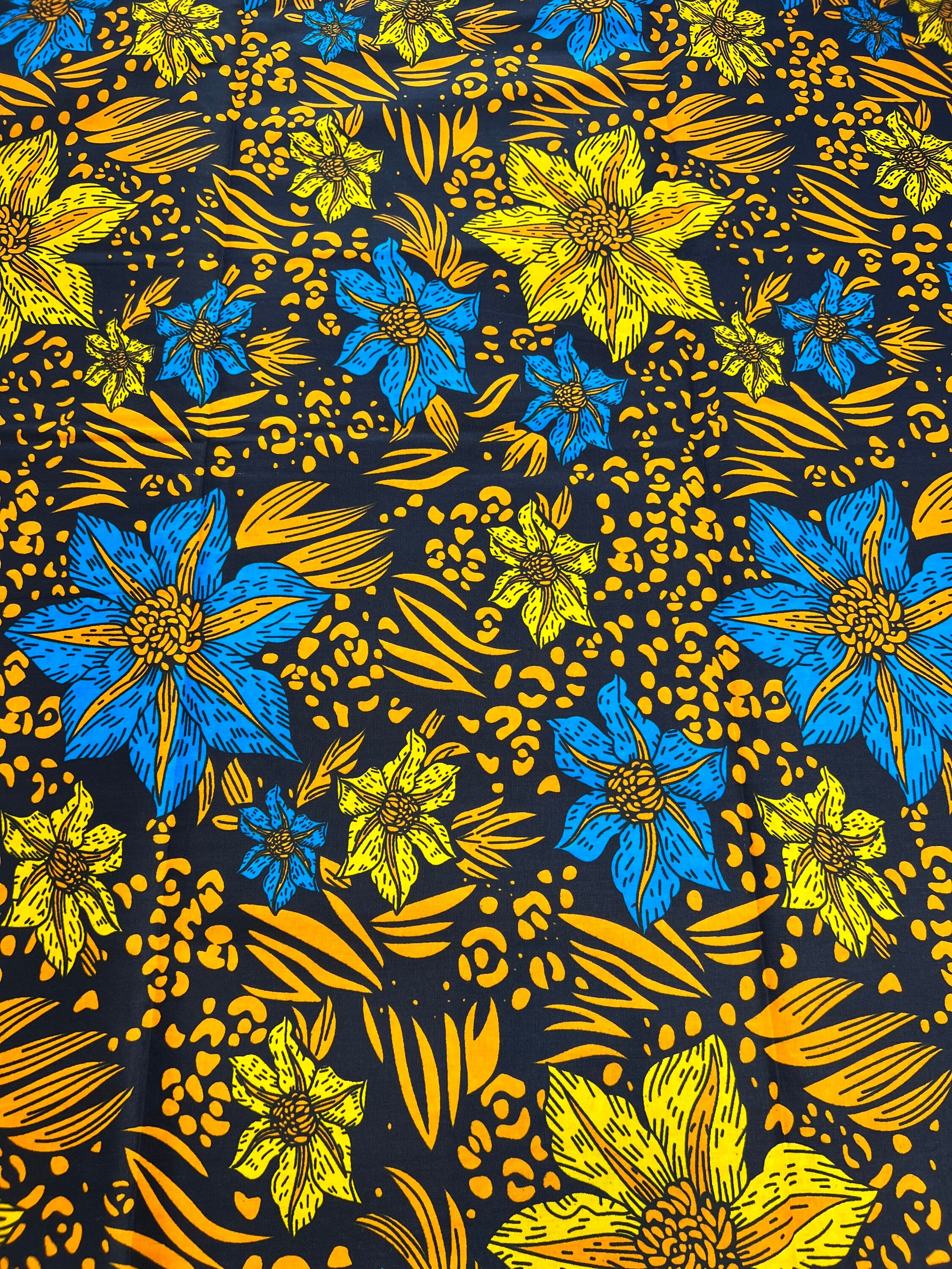 Bold Ankara African Print Fabric: 6 Yards 100% Cotton Wax Print