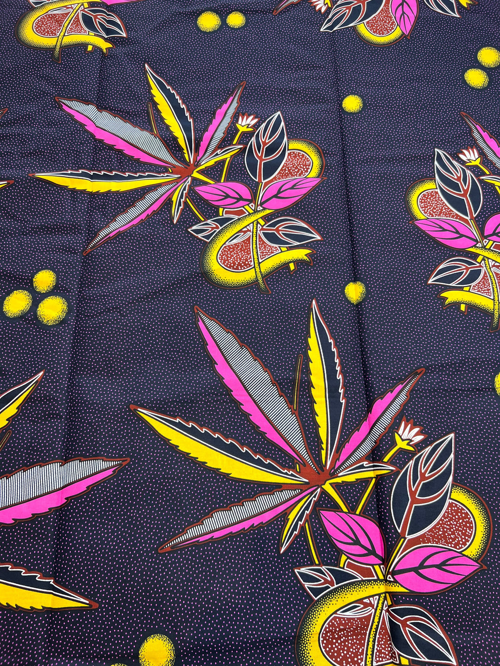 Floral African Wax Print Fabric: Blue Cotton Textile, 6 Yards