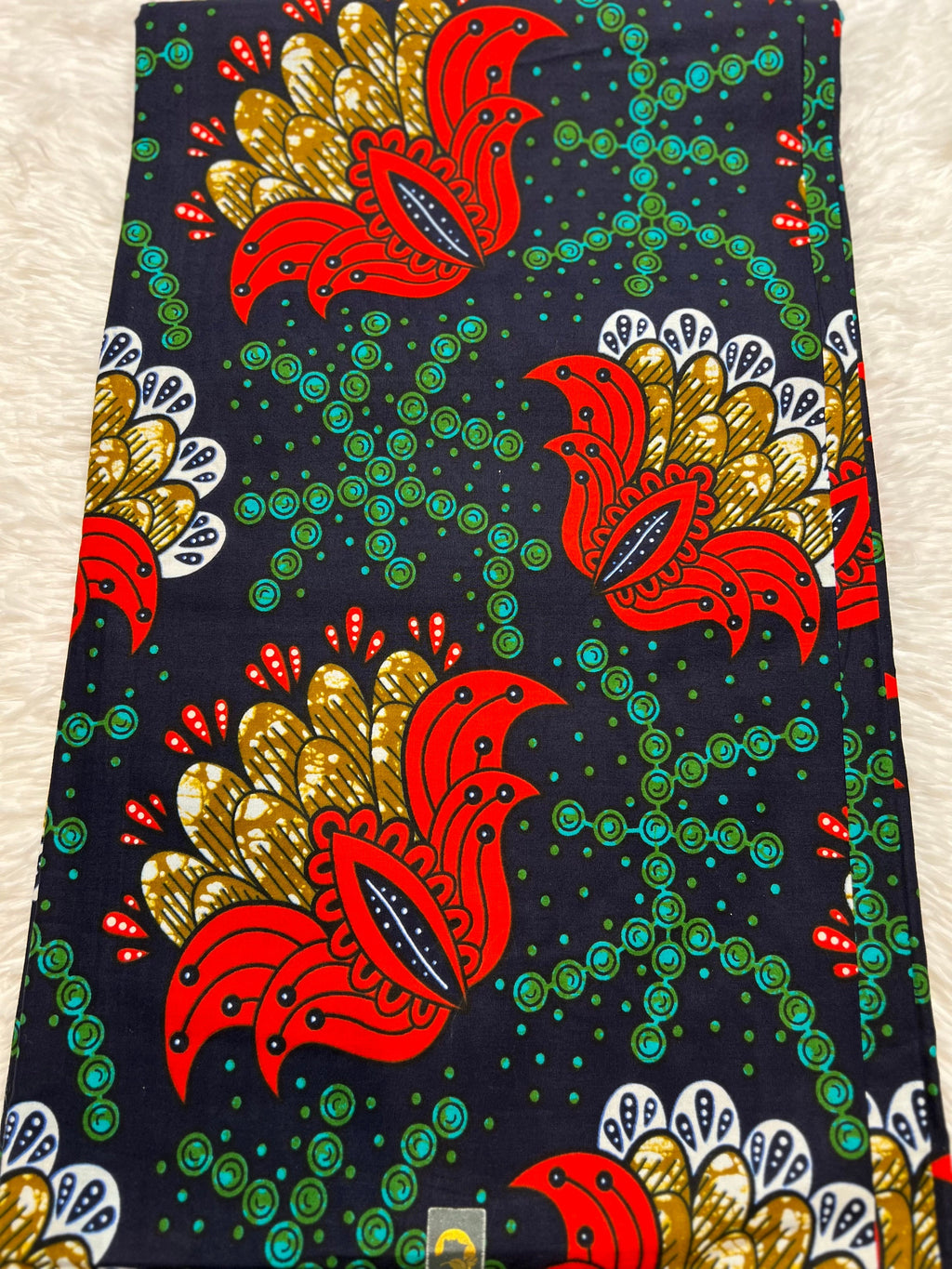 Floral African Wax Print Fabric: Multicolored Cotton Textile, 6 Yard