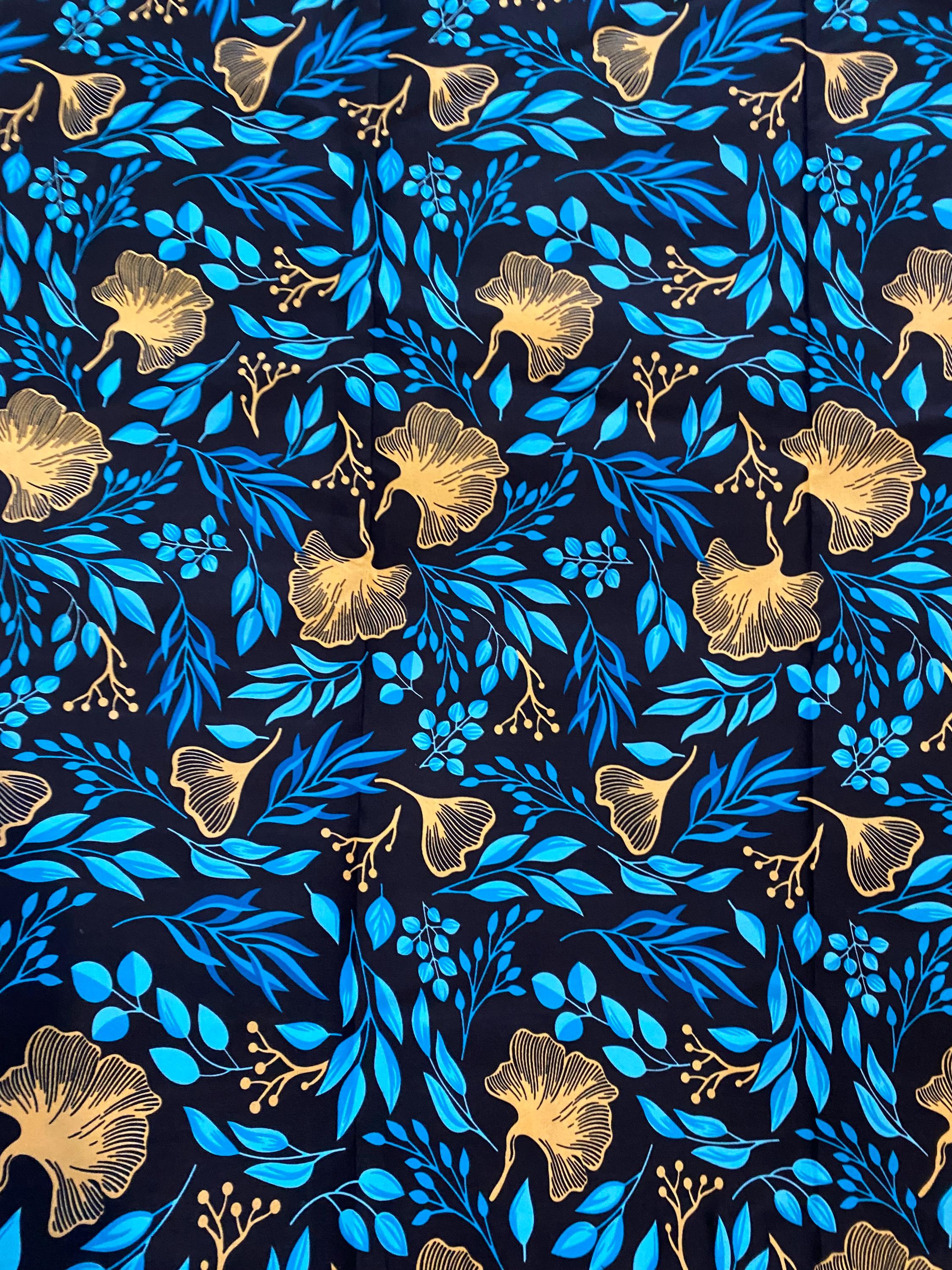 Floral Ankara Fabric, Polycotton African Print, 6 Yards