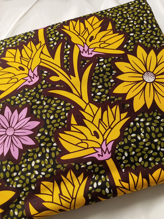 Floral Ankara Fabric: Soft Polycotton African Print, 6 Yards