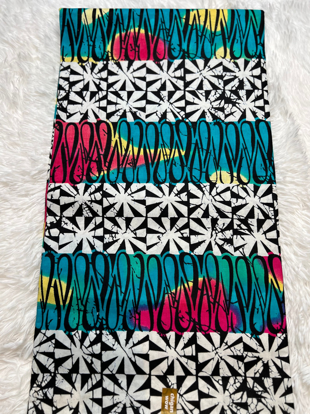 Ankara Wax Fabric: Blue & Brown African Print, 6 Yards