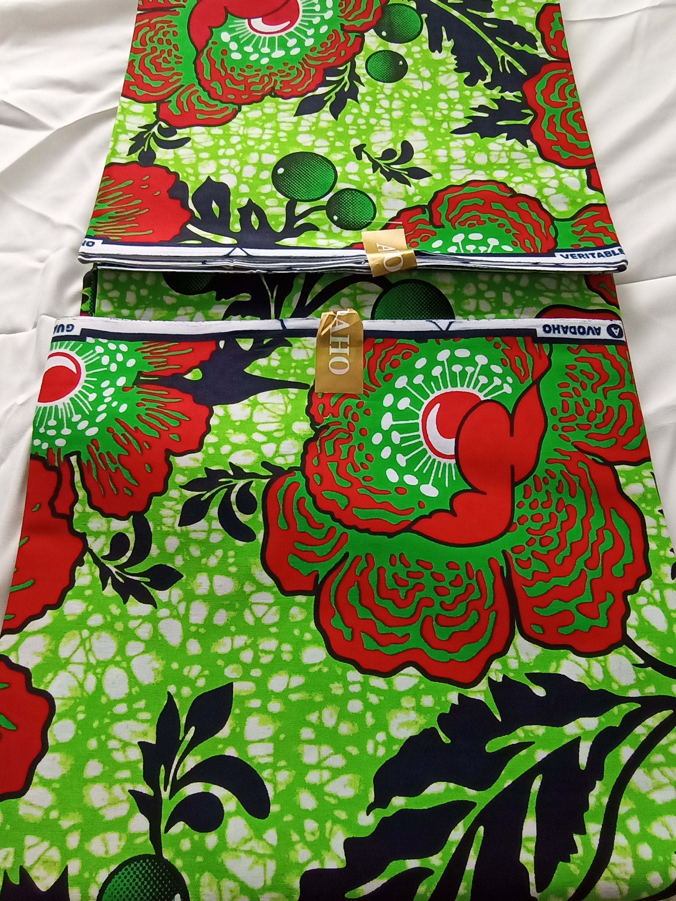 African Floral Wax Print Fabric: 100% Cotton Ankara Wrapper, 6 Yards