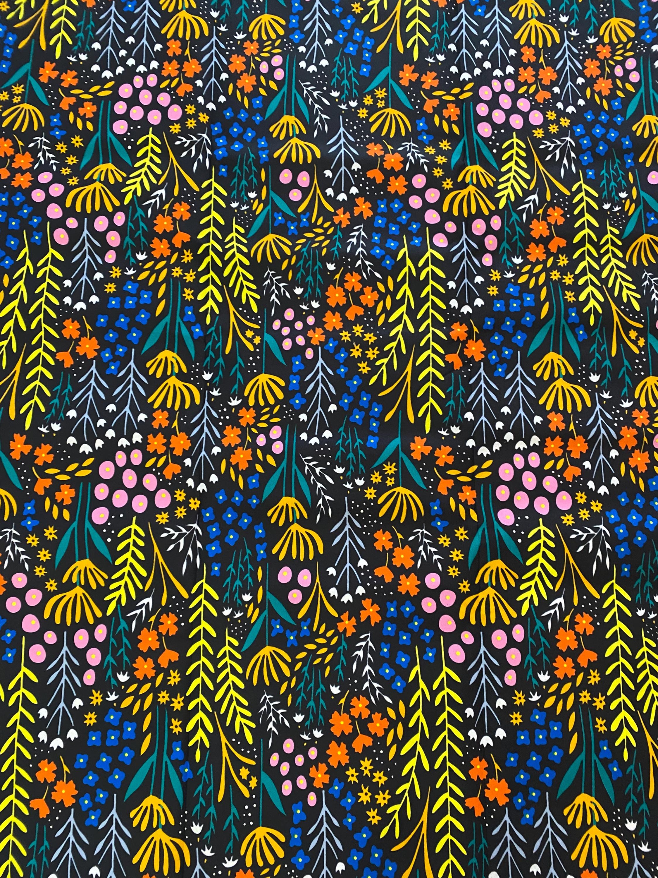 Floral Ankara Fabric, Colorful African Print, 6 Yards
