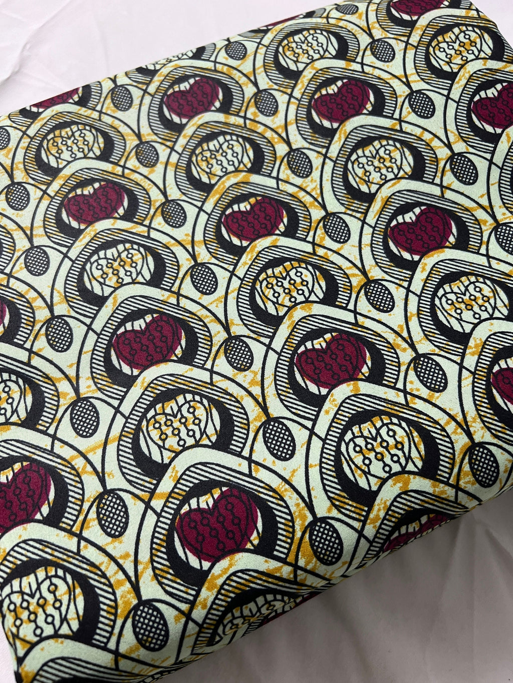 African Wax Print Fabric: Polycotton Leaf Design, 6 Yards