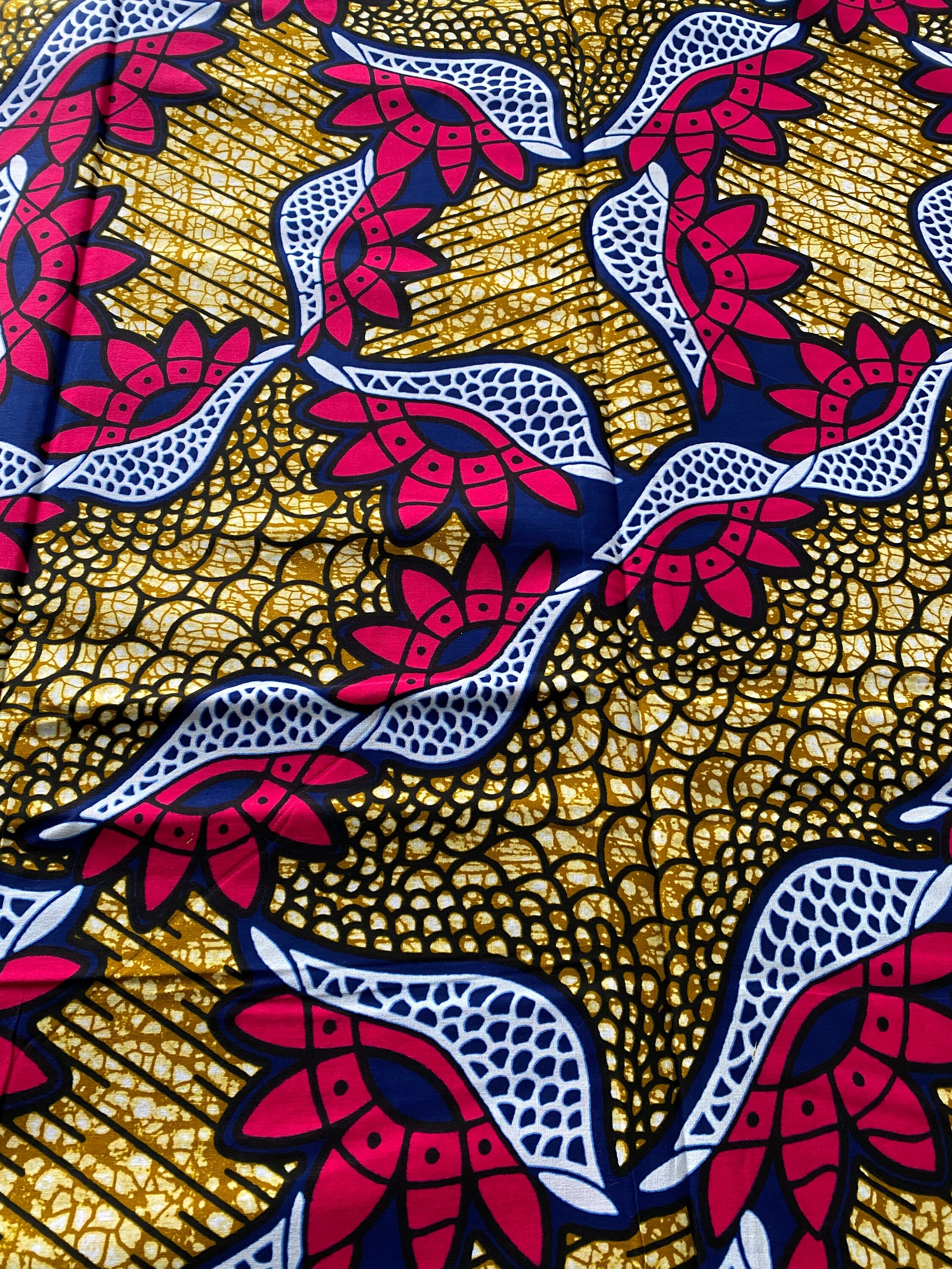 Bold Ankara African Print Fabric: 6 Yards 100% Cotton Wax Print