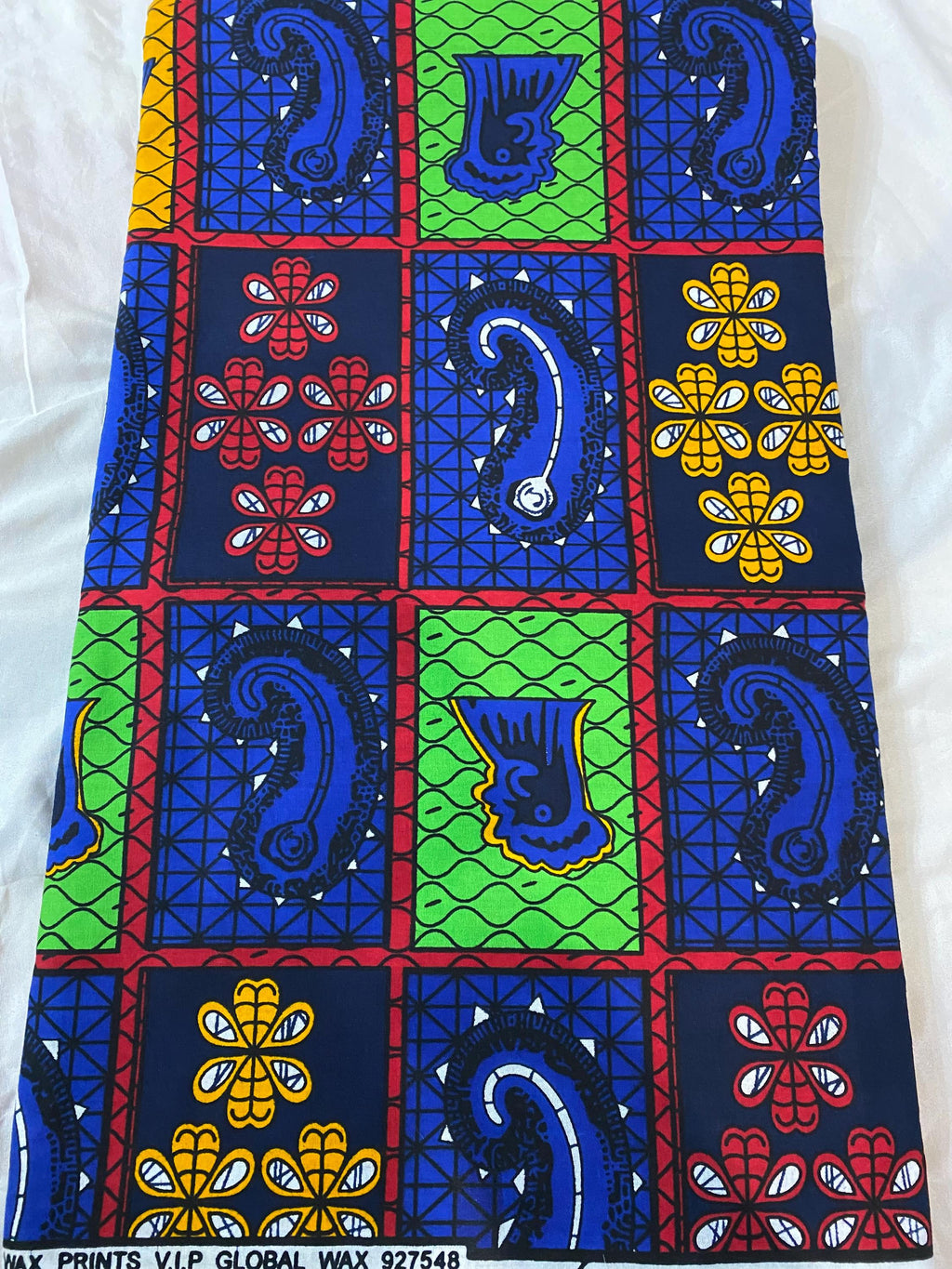 Floral African Wax Print Fabric: Multicolored Cotton Textile, 6 Yard