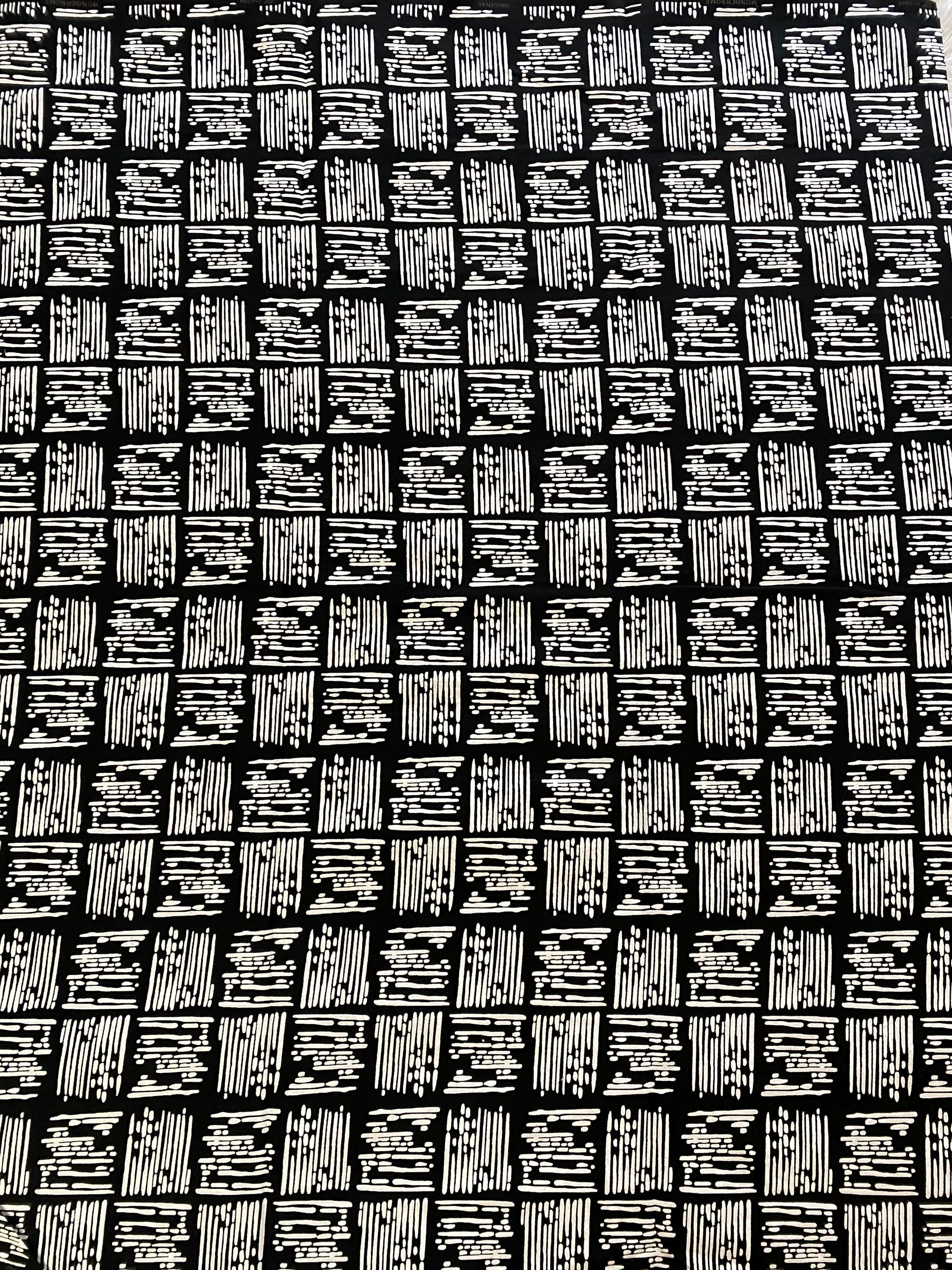 Monochrome African Wax Print Fabric - 6 Yards, 100% Cotton