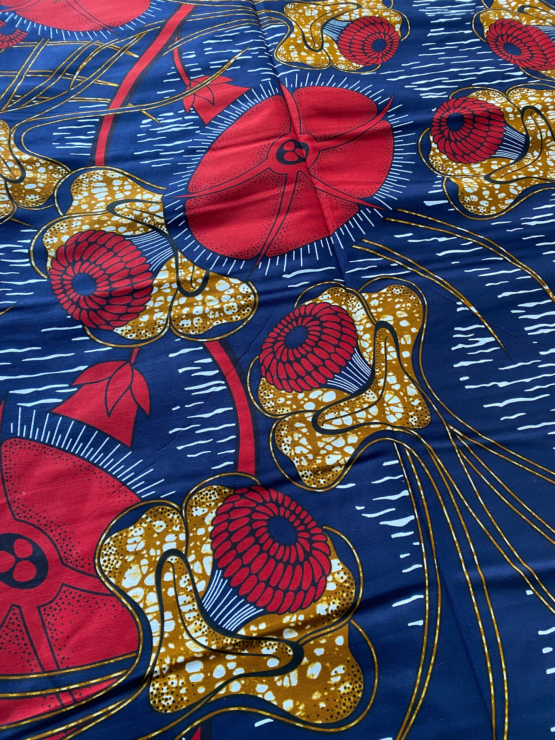 6 Yards 100% Cotton Ankara Wax Print Fabric African Print for Dressmaking, Quilting & Home Décor