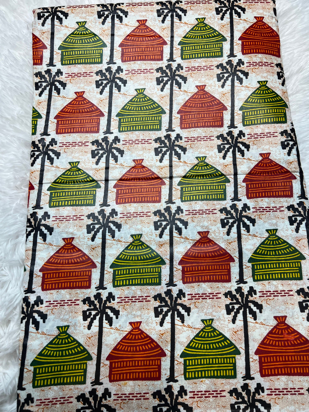 African Ankara Fabric: Brown & Black Tribal Print, 6 Yards