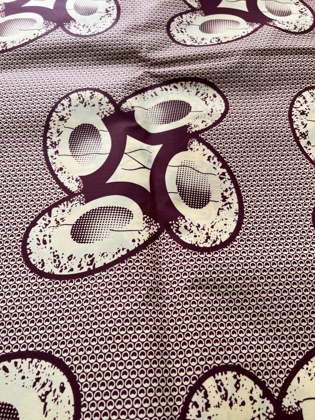 African Wax Print Fabric: Polycotton Leaf Design, 6 Yards