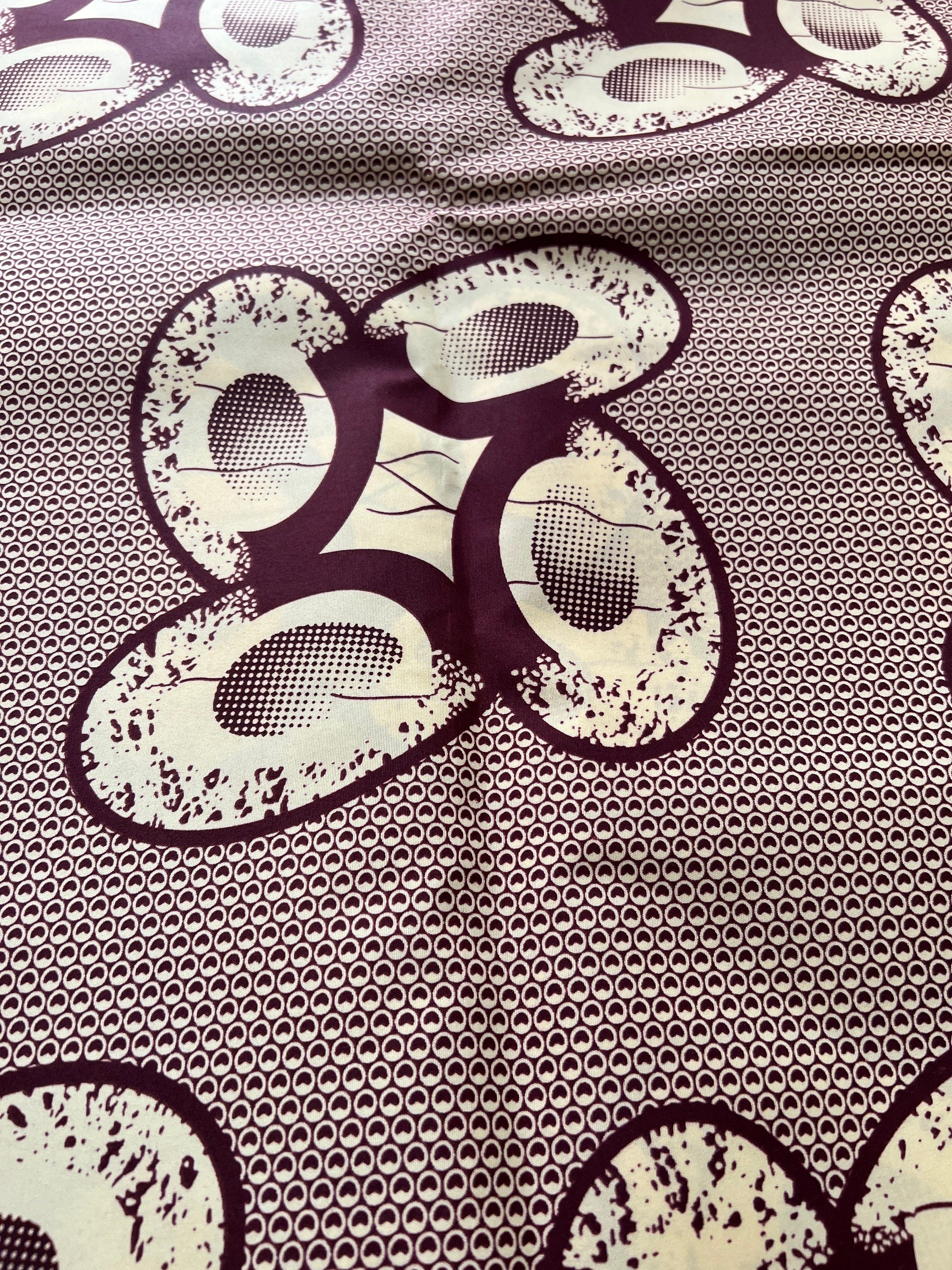 African Wax Print Fabric: Polycotton Leaf Design, 6 Yards