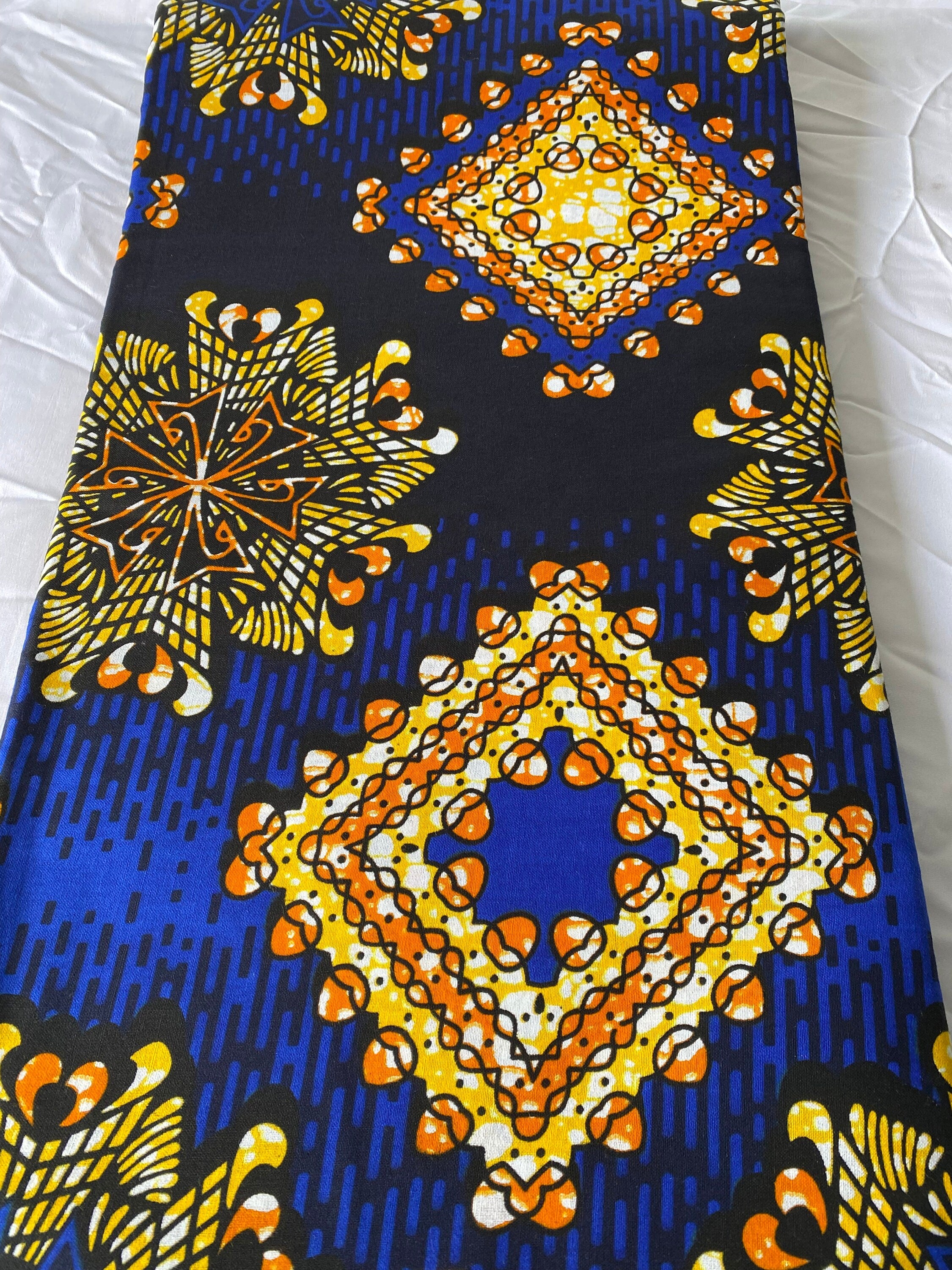 Bold Ankara African Print Fabric: 6 Yards 100% Cotton Wax Print