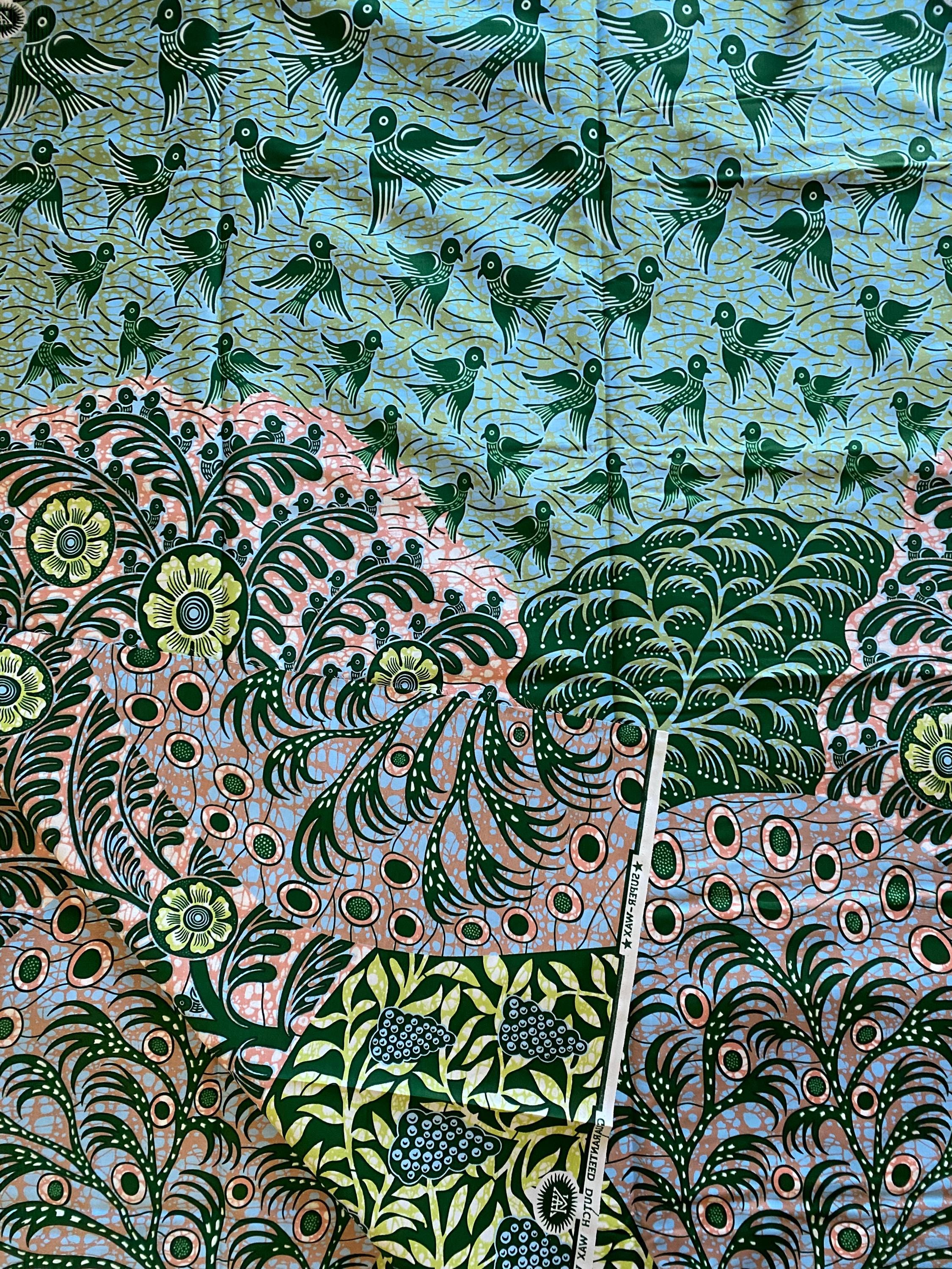 Floral African Wax Print Fabric, 6 Yards, 100% Cotton Ankara