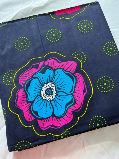 African Ankara Wax Print Fabric, 100% Cotton, 6 Yards